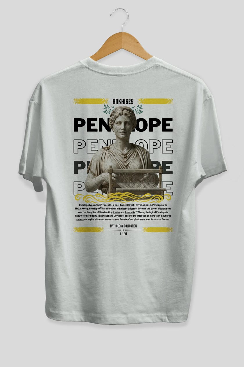 Penelope 2 Arka Baskılı Oversize t-shirt Erkek Kadın %100 Pamuk Bisiklet Yaka tişort