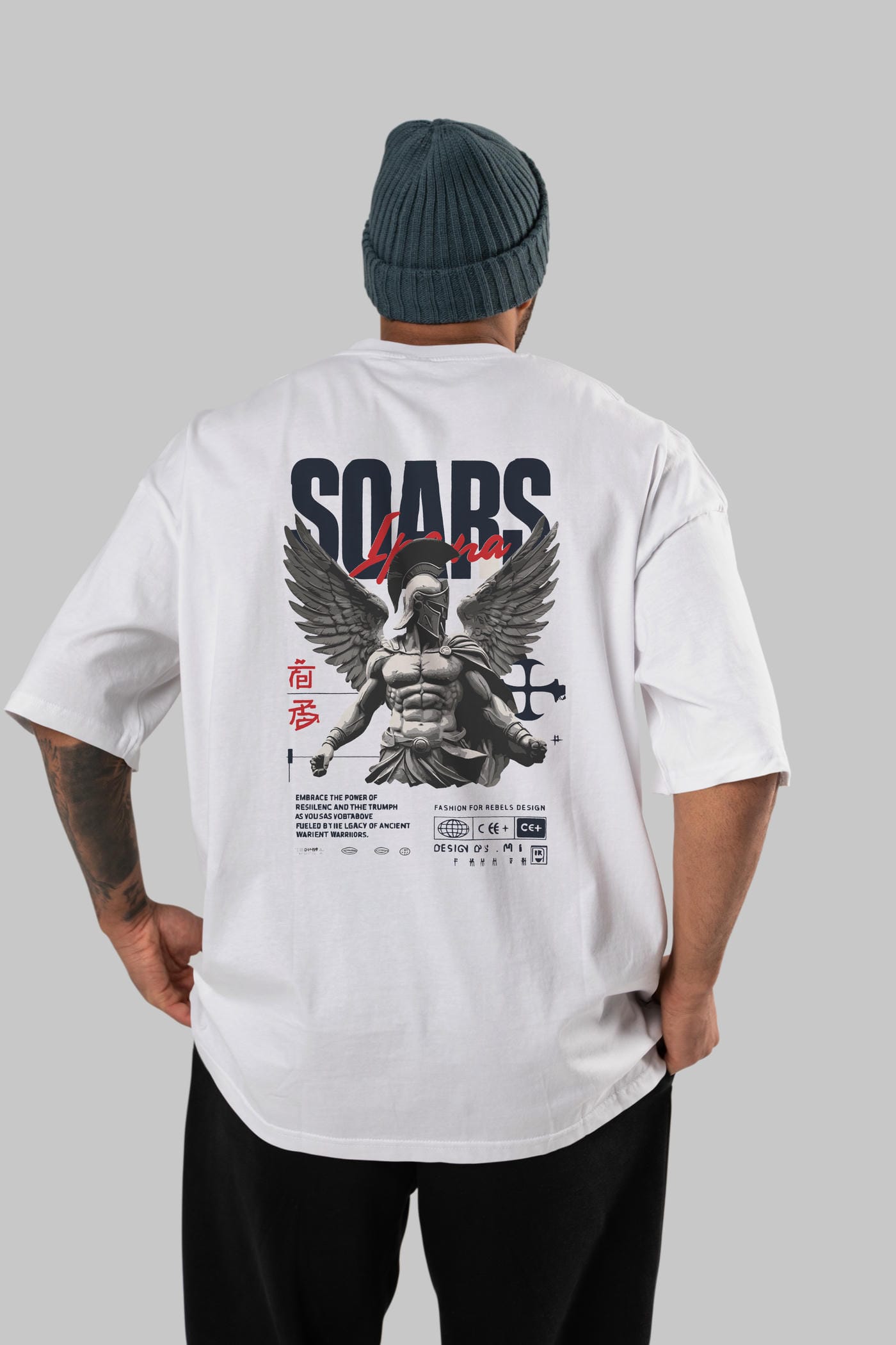 Soars Arka Baskılı Oversize t-shirt Erkek Kadın %100 Pamuk Bisiklet Yaka tişort