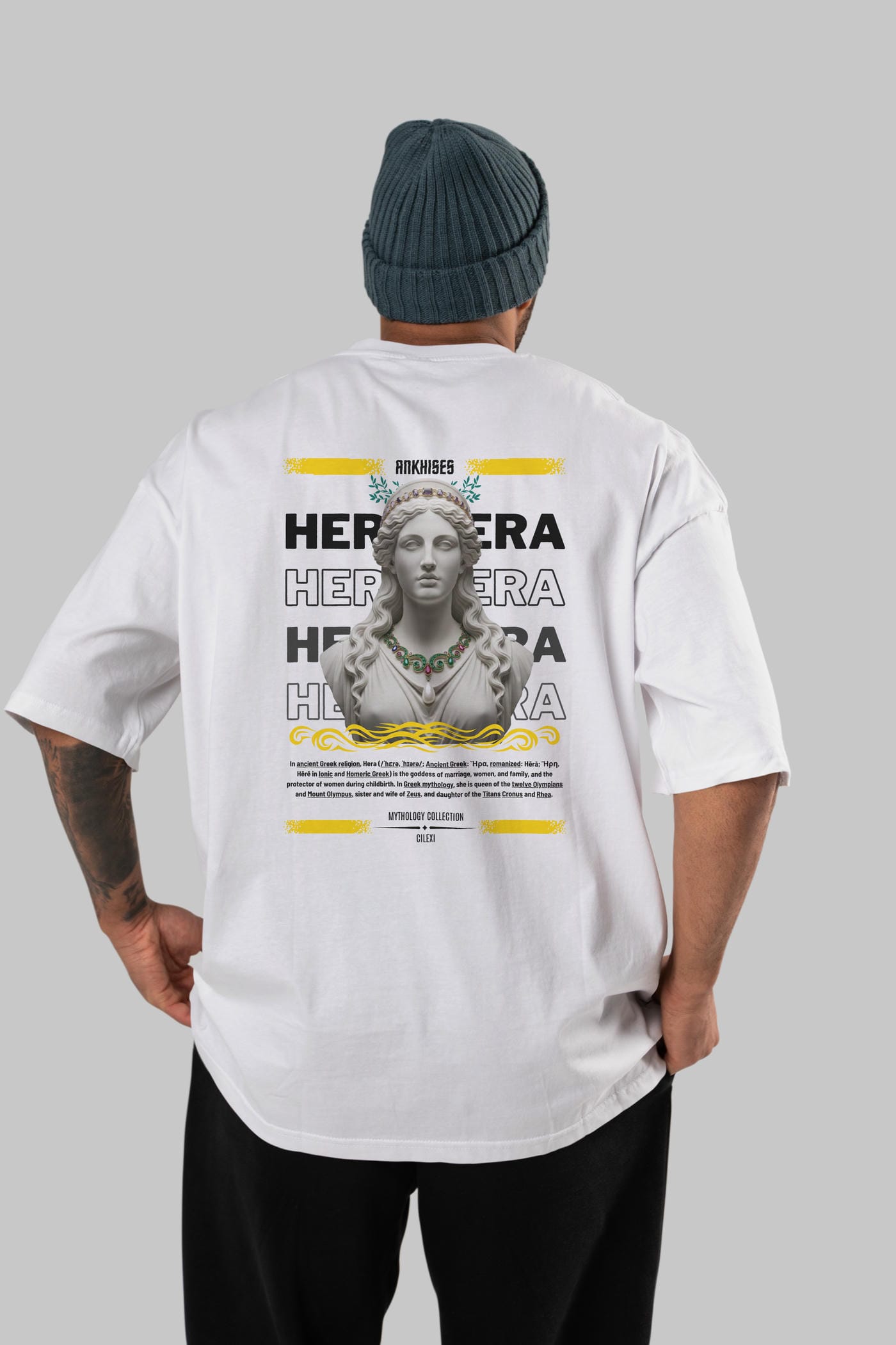Hera 1 Arka Baskılı Oversize t-shirt Erkek Kadın %100 Pamuk Bisiklet Yaka tişort