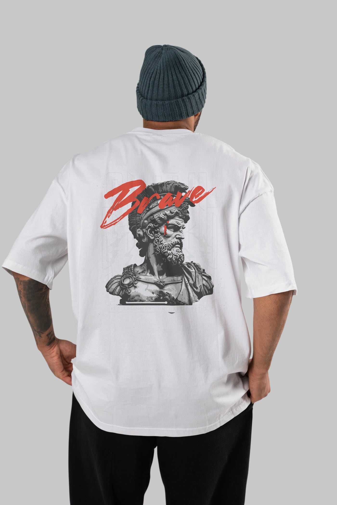 Brave Arka Baskılı Oversize t-shirt Erkek Kadın %100 Pamuk Bisiklet Yaka tişort