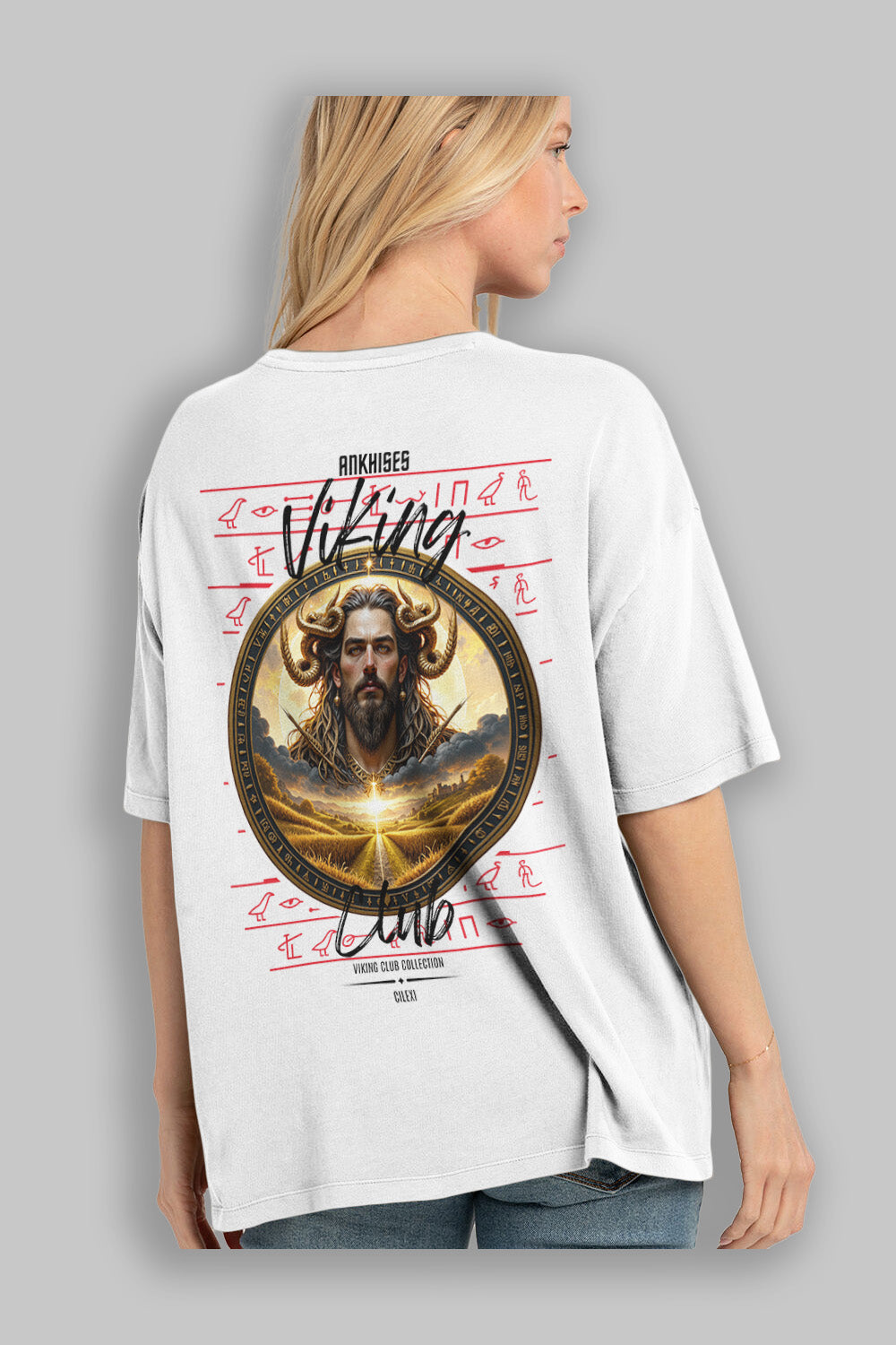 Viking Mitolojisi Serisi 3 Arka Baskılı Oversize t-shirt Erkek Kadın %100 Pamuk Bisiklet Yaka tişort
