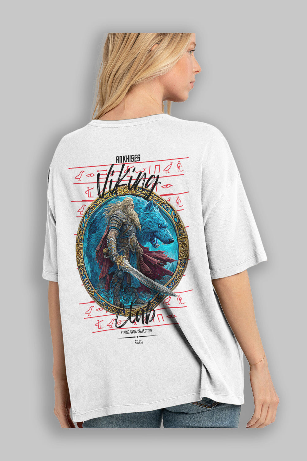 Tyr Arka Baskılı Oversize t-shirt Erkek Kadın %100 Pamuk Bisiklet Yaka tişort
