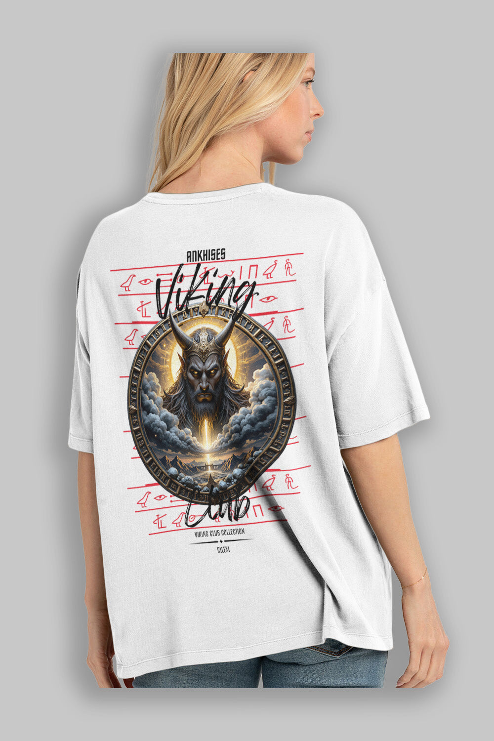 Viking Mitolojisi Serisi 9 Arka Baskılı Oversize t-shirt Erkek Kadın %100 Pamuk Bisiklet Yaka tişort