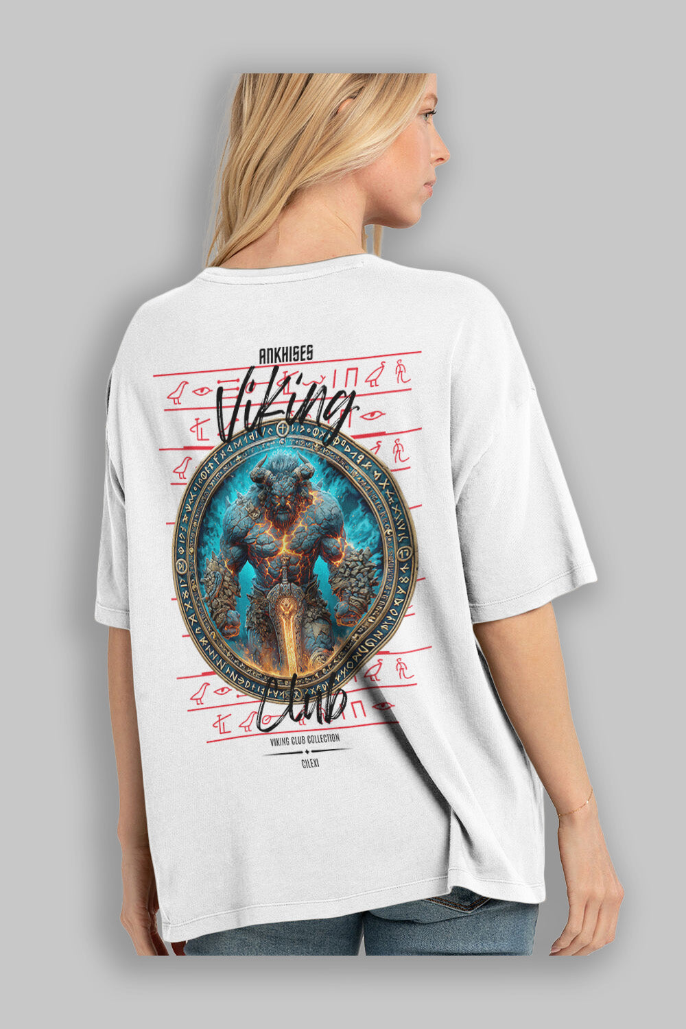 Surtr Arka Baskılı Oversize t-shirt Erkek Kadın %100 Pamuk Bisiklet Yaka tişort