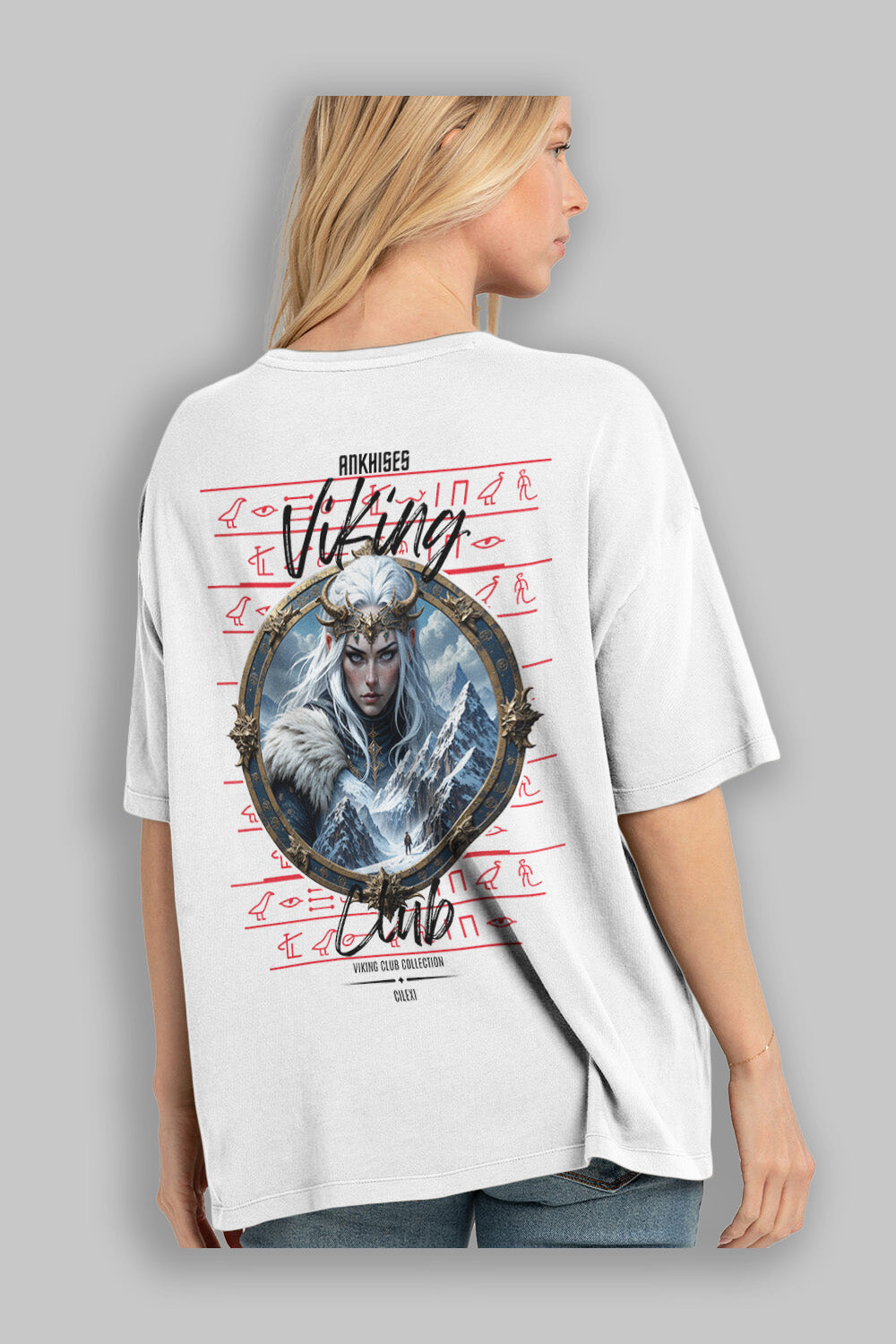 Viking Mitolojisi Serisi 19 Arka Baskılı Oversize t-shirt Erkek Kadın %100 Pamuk Bisiklet Yaka tişort