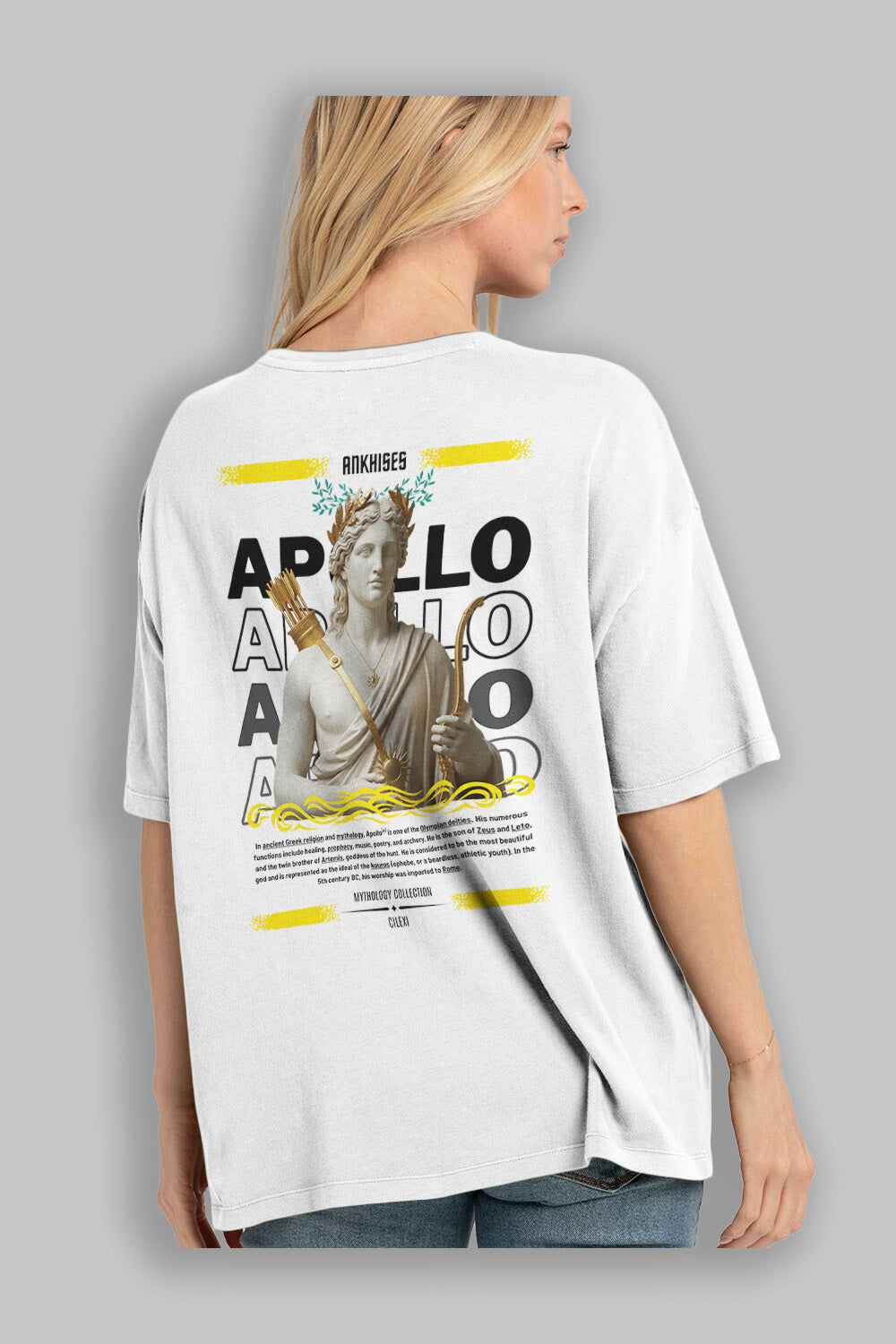 Apollo 2 Arka Baskılı Oversize t-shirt Erkek Kadın %100 Pamuk Bisiklet Yaka tişort