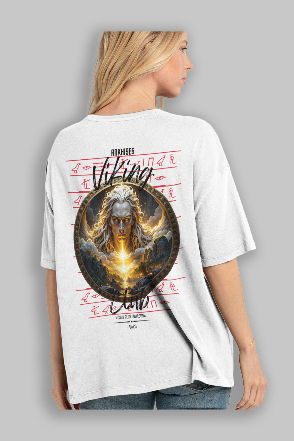 Viking Mitolojisi Serisi 15 Arka Baskılı Oversize t-shirt Erkek Kadın %100 Pamuk Bisiklet Yaka tişort