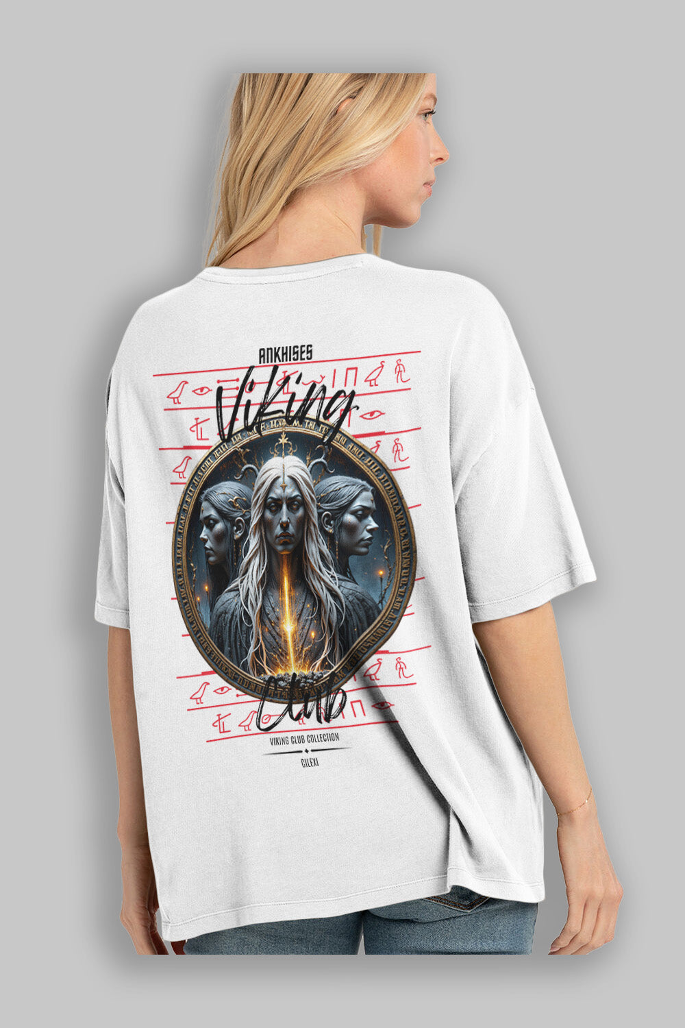 Viking Mitolojisi Serisi 24 Arka Baskılı Oversize t-shirt Erkek Kadın %100 Pamuk Bisiklet Yaka tişort