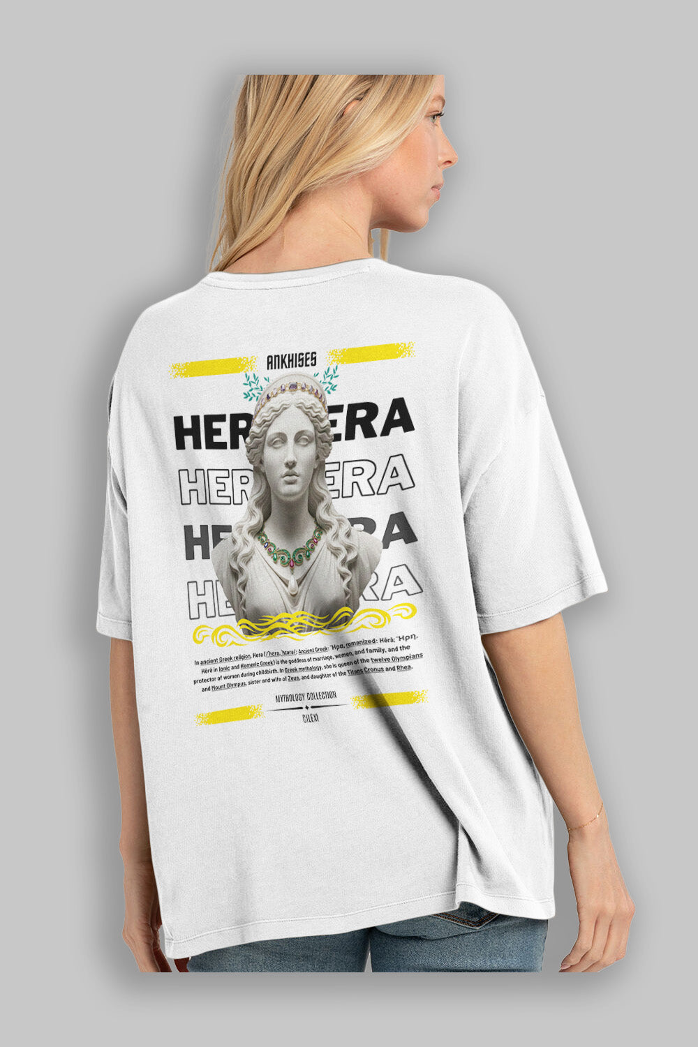 Hera 1 Arka Baskılı Oversize t-shirt Erkek Kadın %100 Pamuk Bisiklet Yaka tişort