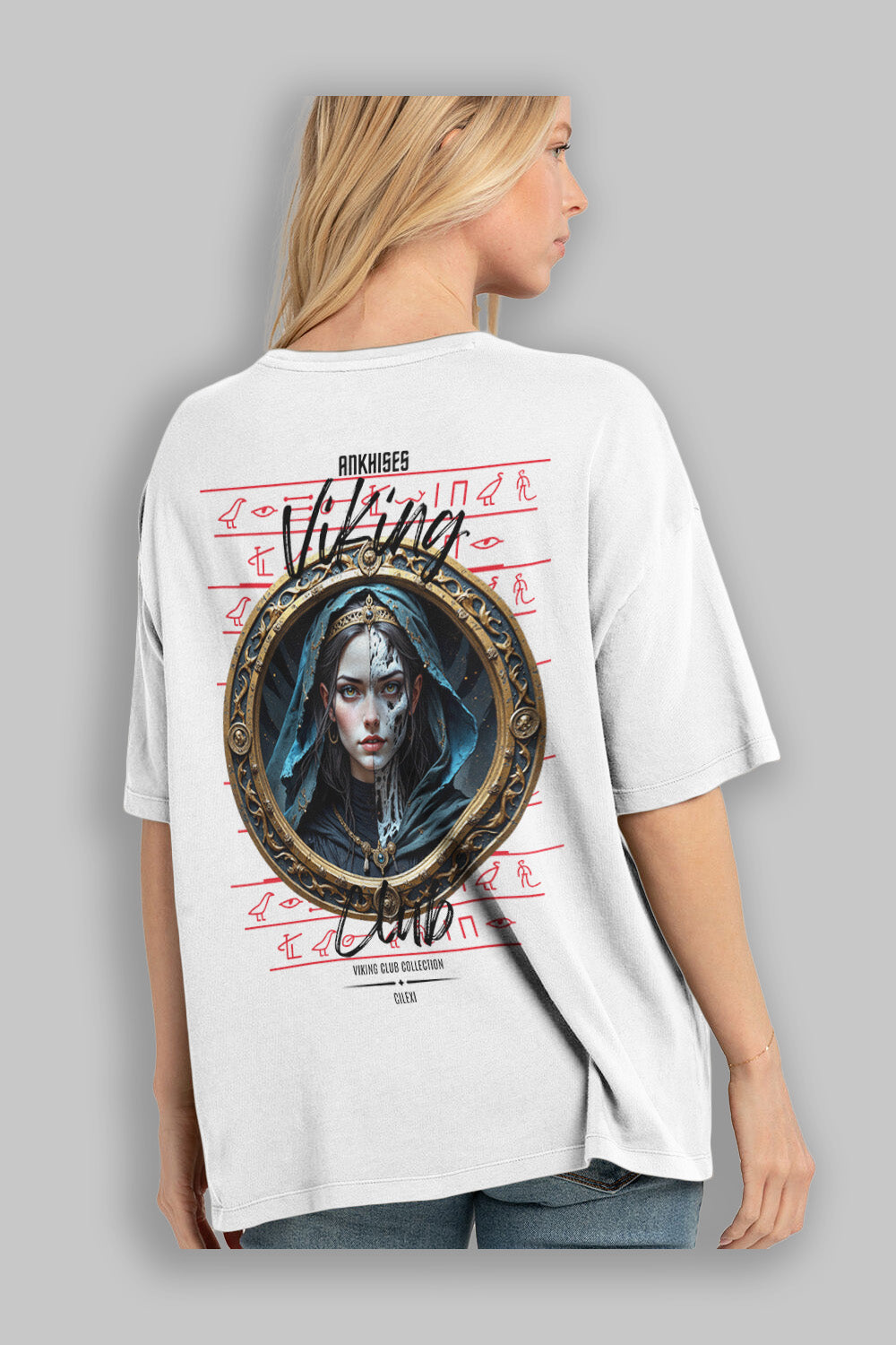Viking Mitolojisi Serisi 10 Arka Baskılı Oversize t-shirt Erkek Kadın %100 Pamuk Bisiklet Yaka tişort