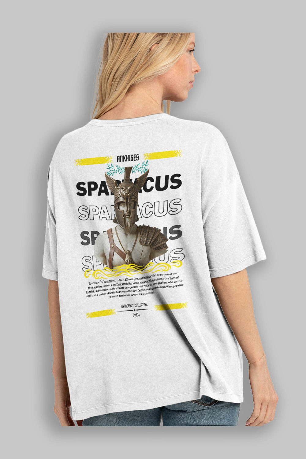 Spartacus 1 Arka Baskılı Oversize t-shirt Erkek Kadın %100 Pamuk Bisiklet Yaka tişort