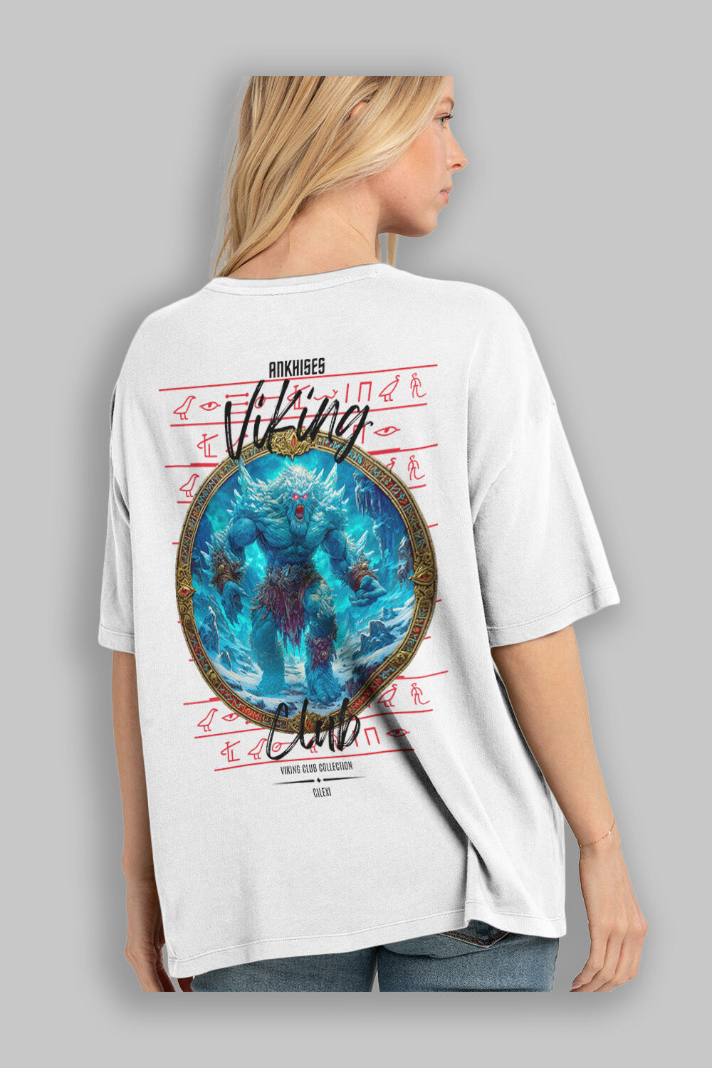 Ymir Arka Baskılı Oversize t-shirt Erkek Kadın %100 Pamuk Bisiklet Yaka tişort