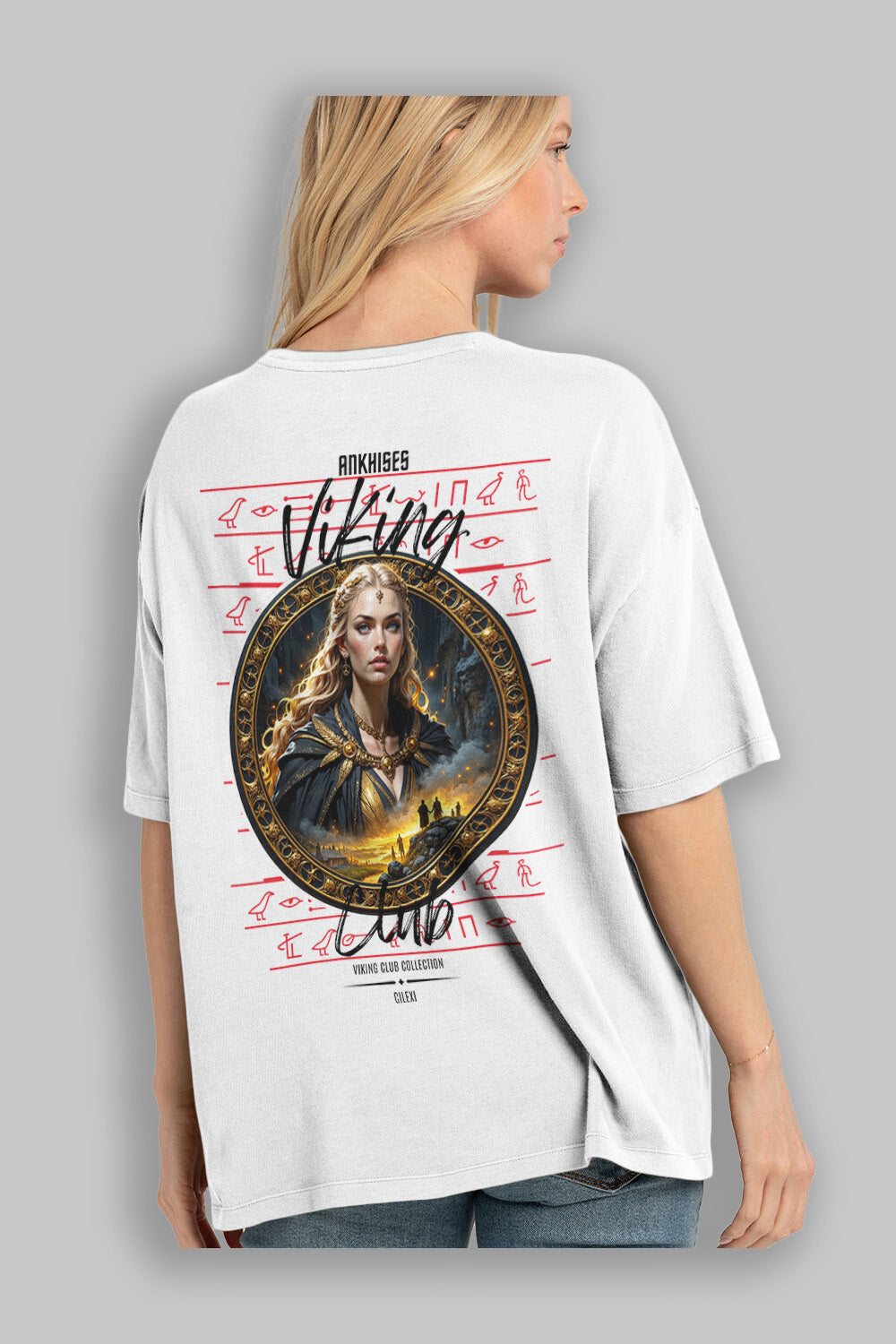 Viking Mitolojisi Serisi 1 Arka Baskılı Oversize t-shirt Erkek Kadın %100 Pamuk Bisiklet Yaka tişort