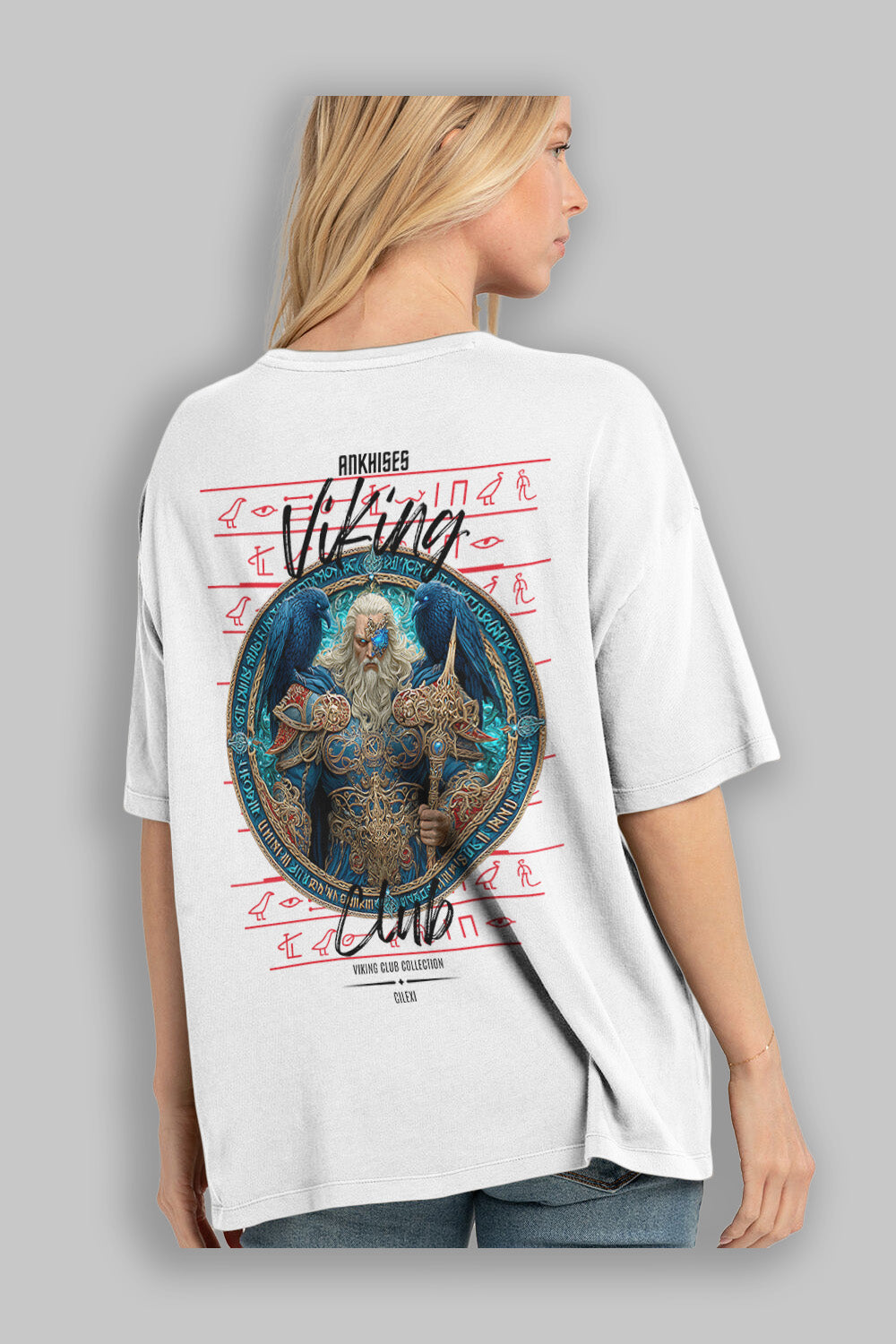 Odin Arka Baskılı Oversize t-shirt Erkek Kadın %100 Pamuk Bisiklet Yaka tişort