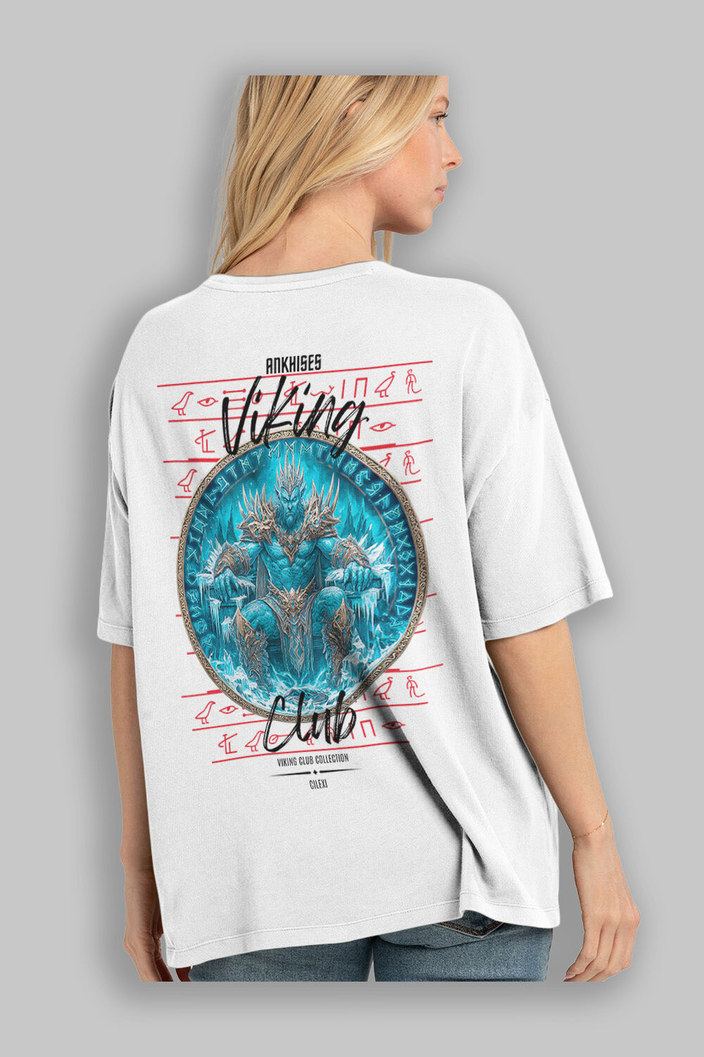Thrym Arka Baskılı Oversize t-shirt Erkek Kadın %100 Pamuk Bisiklet Yaka tişort