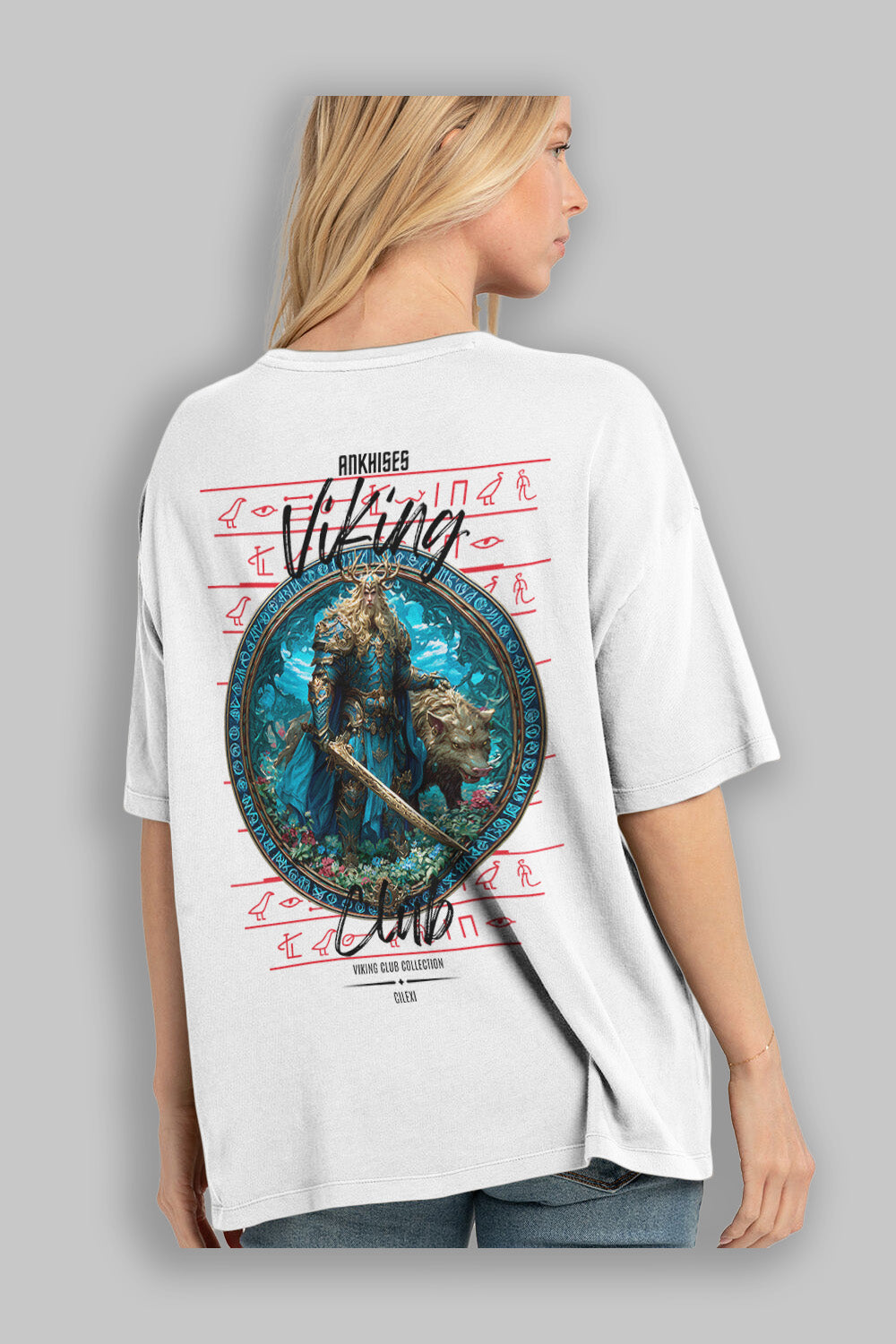 Freyr Baskılı Oversize t-shirt Erkek Kadın %100 Pamuk Bisiklet Yaka tişort