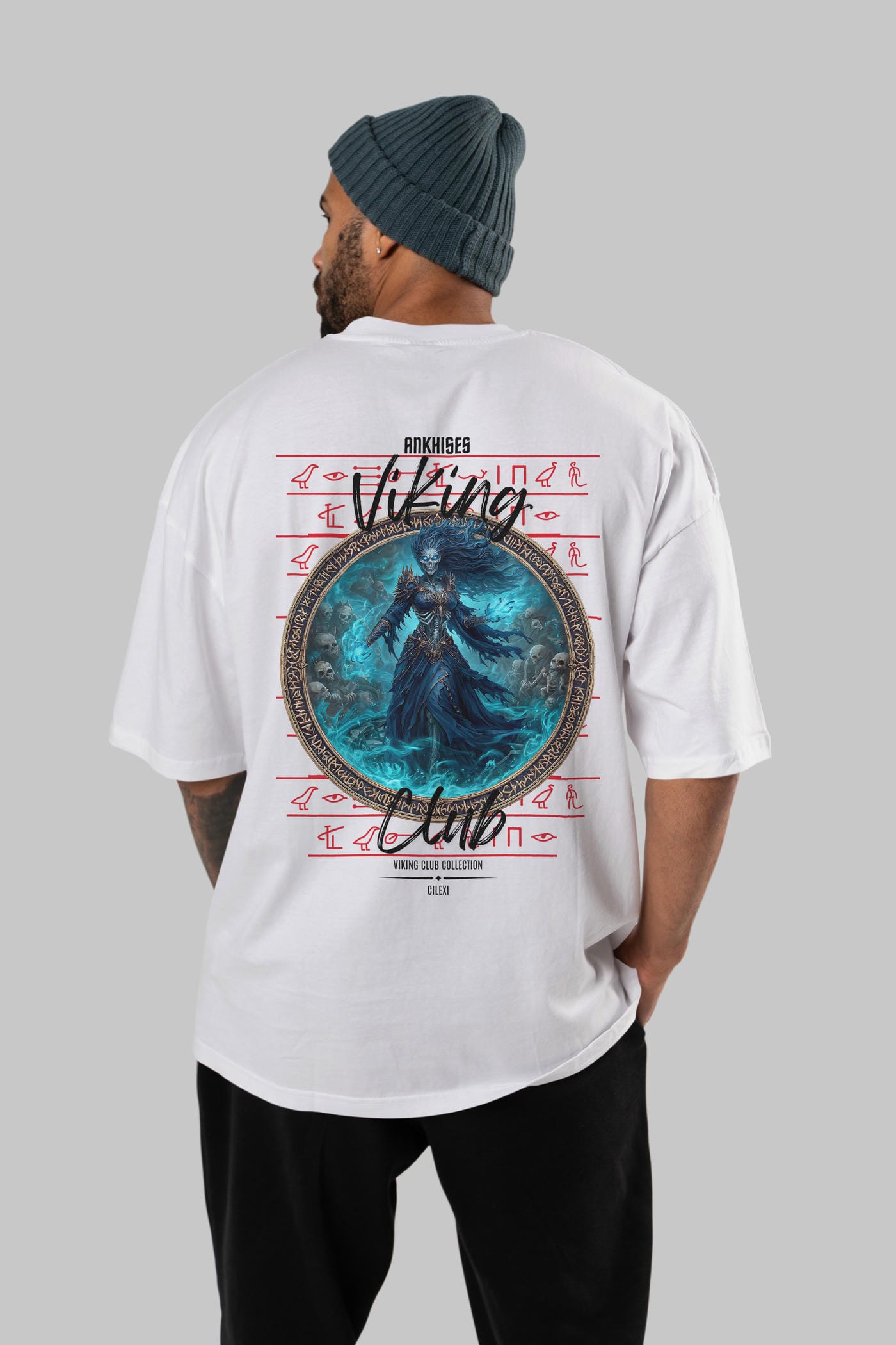 Hel Baskılı Oversize t-shirt Erkek Kadın %100 Pamuk Bisiklet Yaka tişort