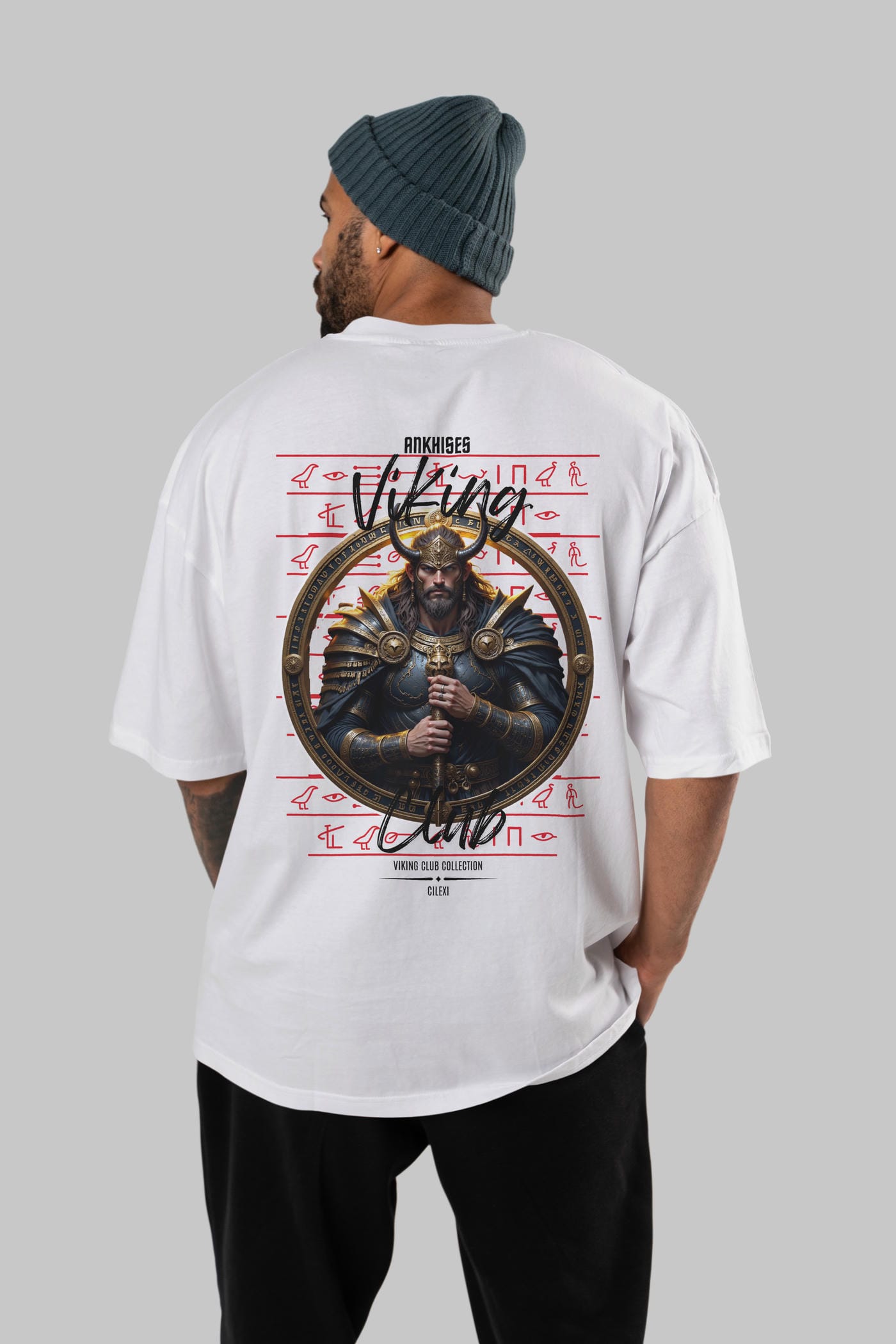 Viking Mitolojisi Serisi 8 Arka Baskılı Oversize t-shirt Erkek Kadın %100 Pamuk Bisiklet Yaka tişort