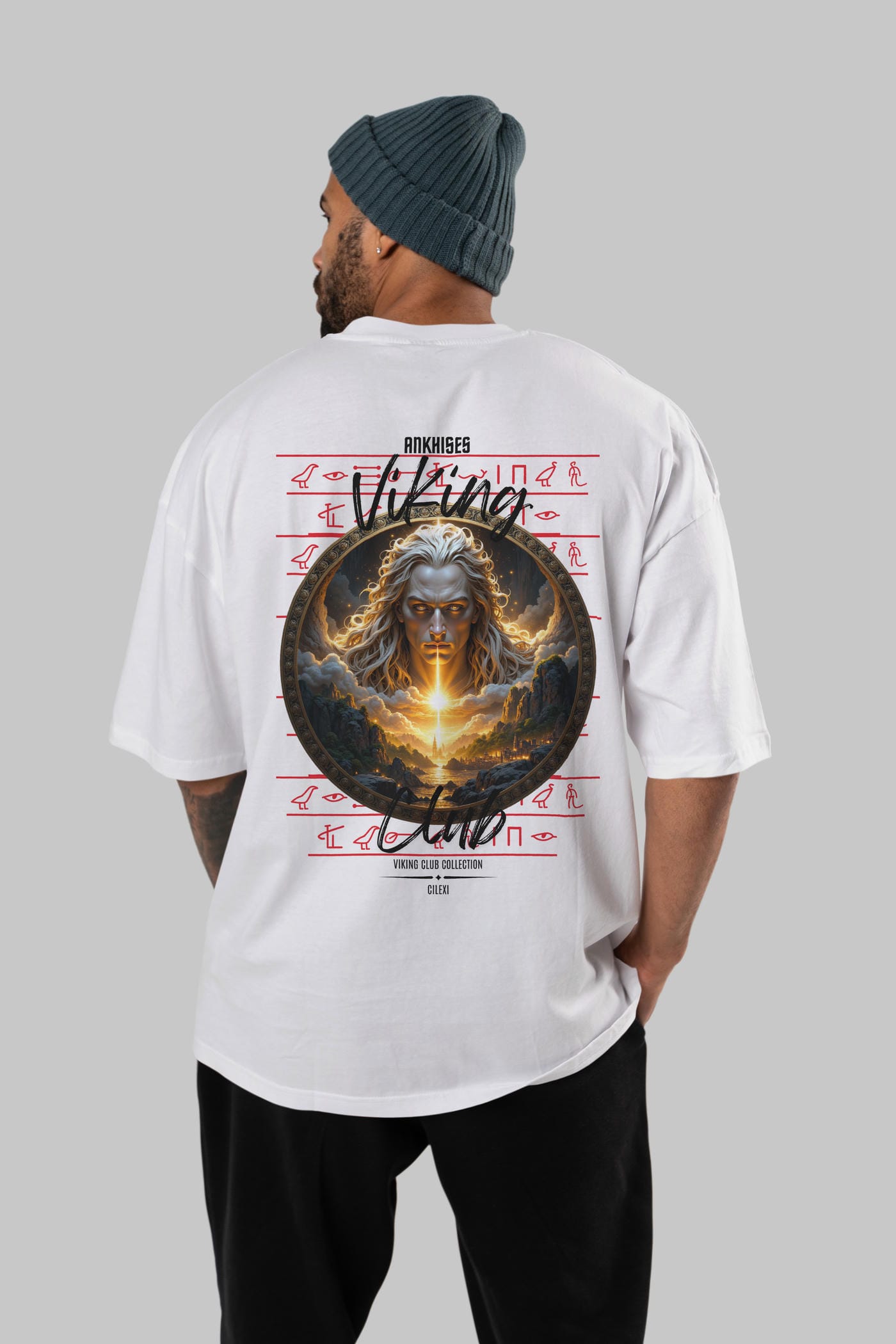 Viking Mitolojisi Serisi 15 Arka Baskılı Oversize t-shirt Erkek Kadın %100 Pamuk Bisiklet Yaka tişort