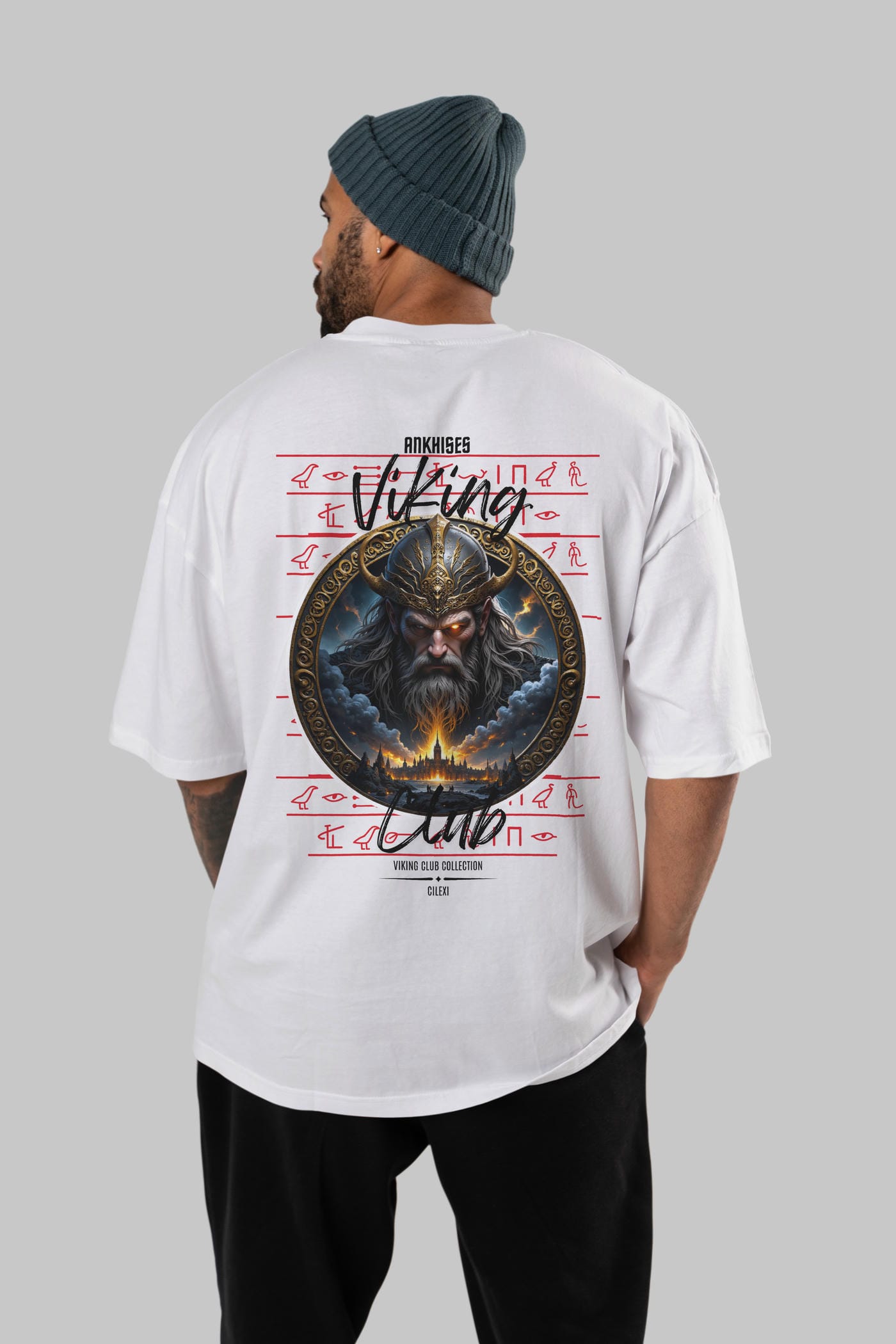 Odin 2 Arka Baskılı Oversize t-shirt Erkek Kadın %100 Pamuk Bisiklet Yaka tişort