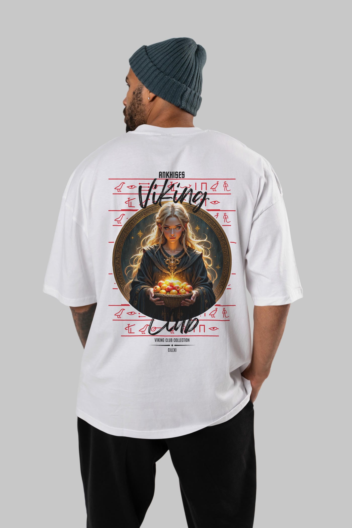 Viking Mitolojisi Serisi 16 Arka Baskılı Oversize t-shirt Erkek Kadın %100 Pamuk Bisiklet Yaka tişort
