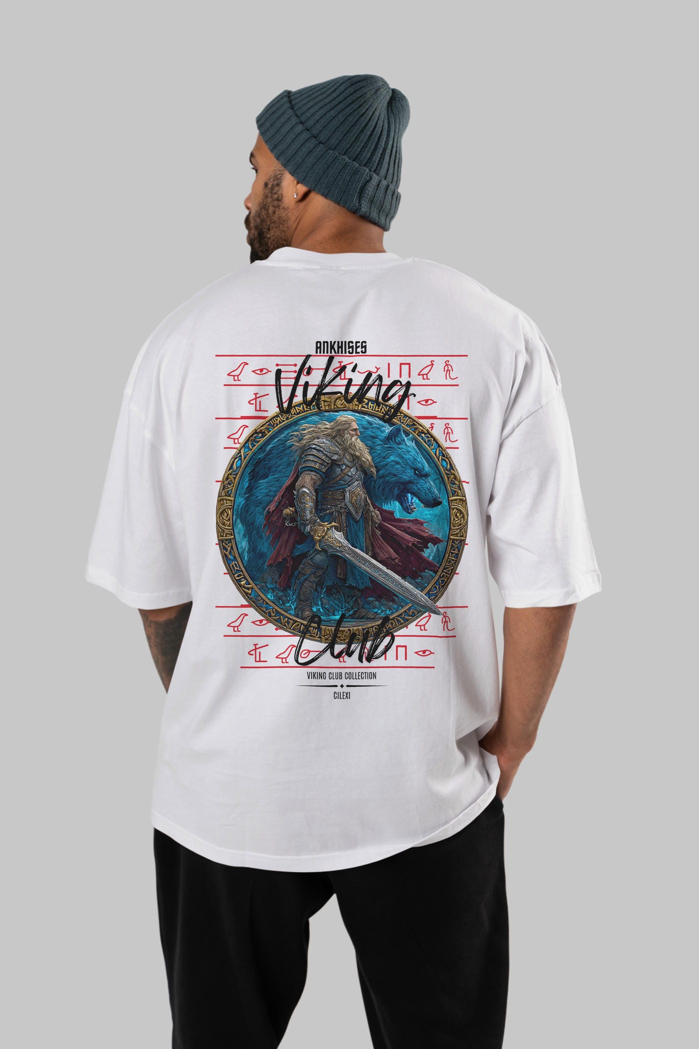 Tyr Arka Baskılı Oversize t-shirt Erkek Kadın %100 Pamuk Bisiklet Yaka tişort