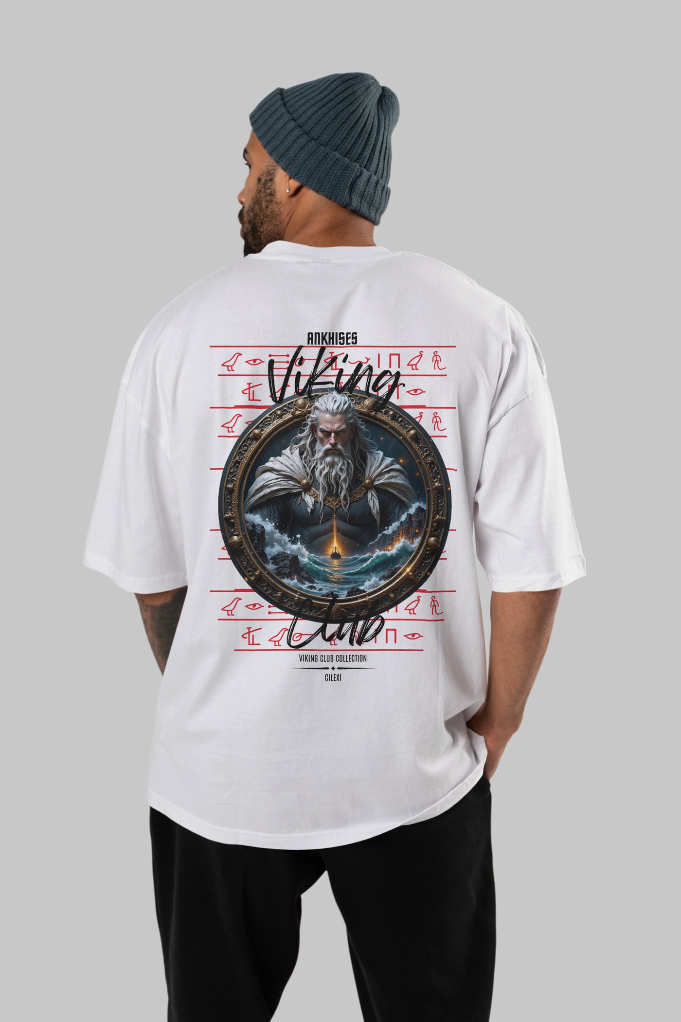 Viking Mitolojisi Serisi 13 Arka Baskılı Oversize t-shirt Erkek Kadın %100 Pamuk Bisiklet Yaka tişort