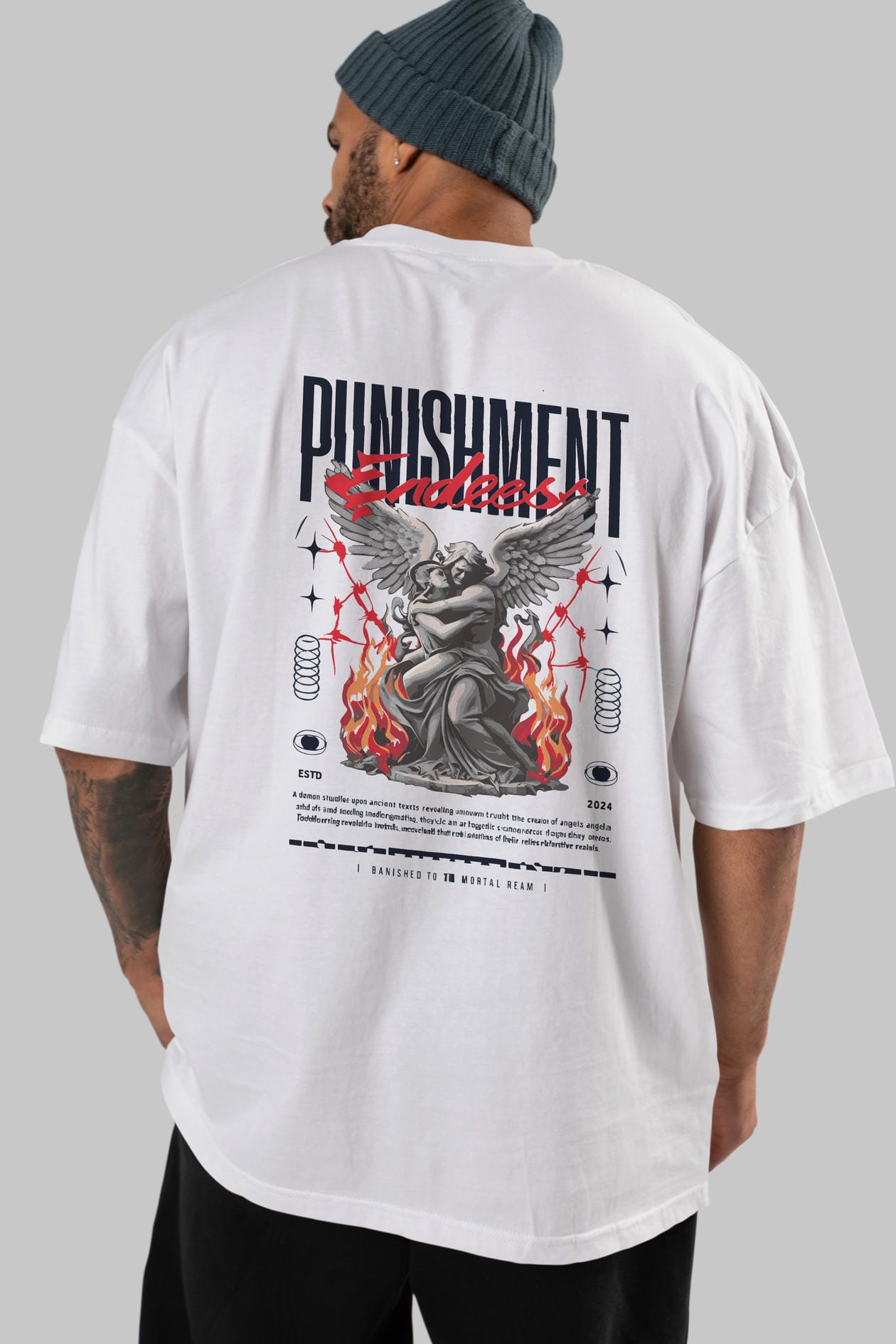 Punishment Endeess Arka Baskılı Oversize t-shirt Erkek Kadın %100 Pamuk Bisiklet Yaka tişort