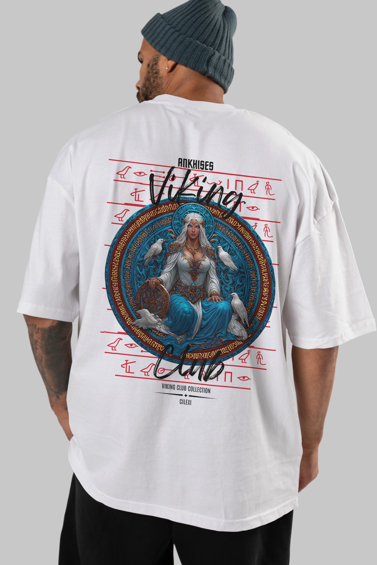 Frigg Baskılı Oversize t-shirt Erkek Kadın %100 Pamuk Bisiklet Yaka tişort