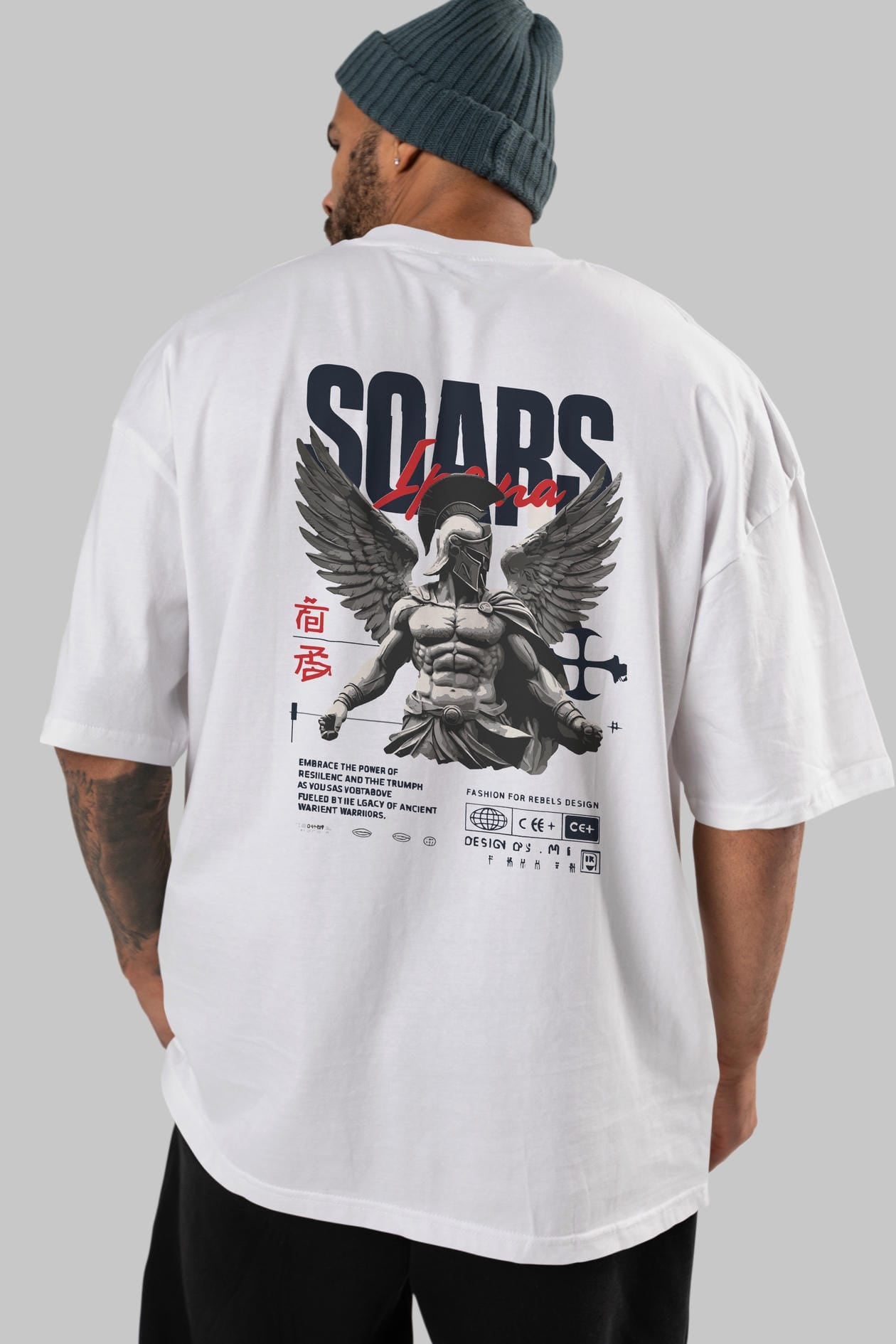 Soars Arka Baskılı Oversize t-shirt Erkek Kadın %100 Pamuk Bisiklet Yaka tişort