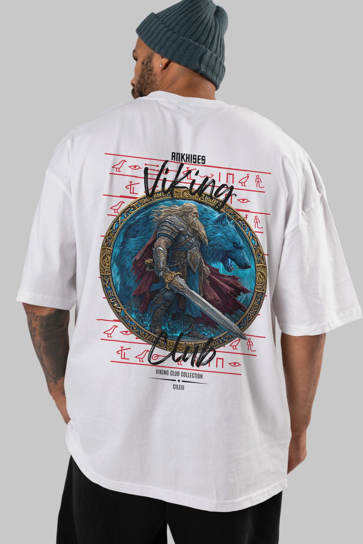 Tyr Arka Baskılı Oversize t-shirt Erkek Kadın %100 Pamuk Bisiklet Yaka tişort