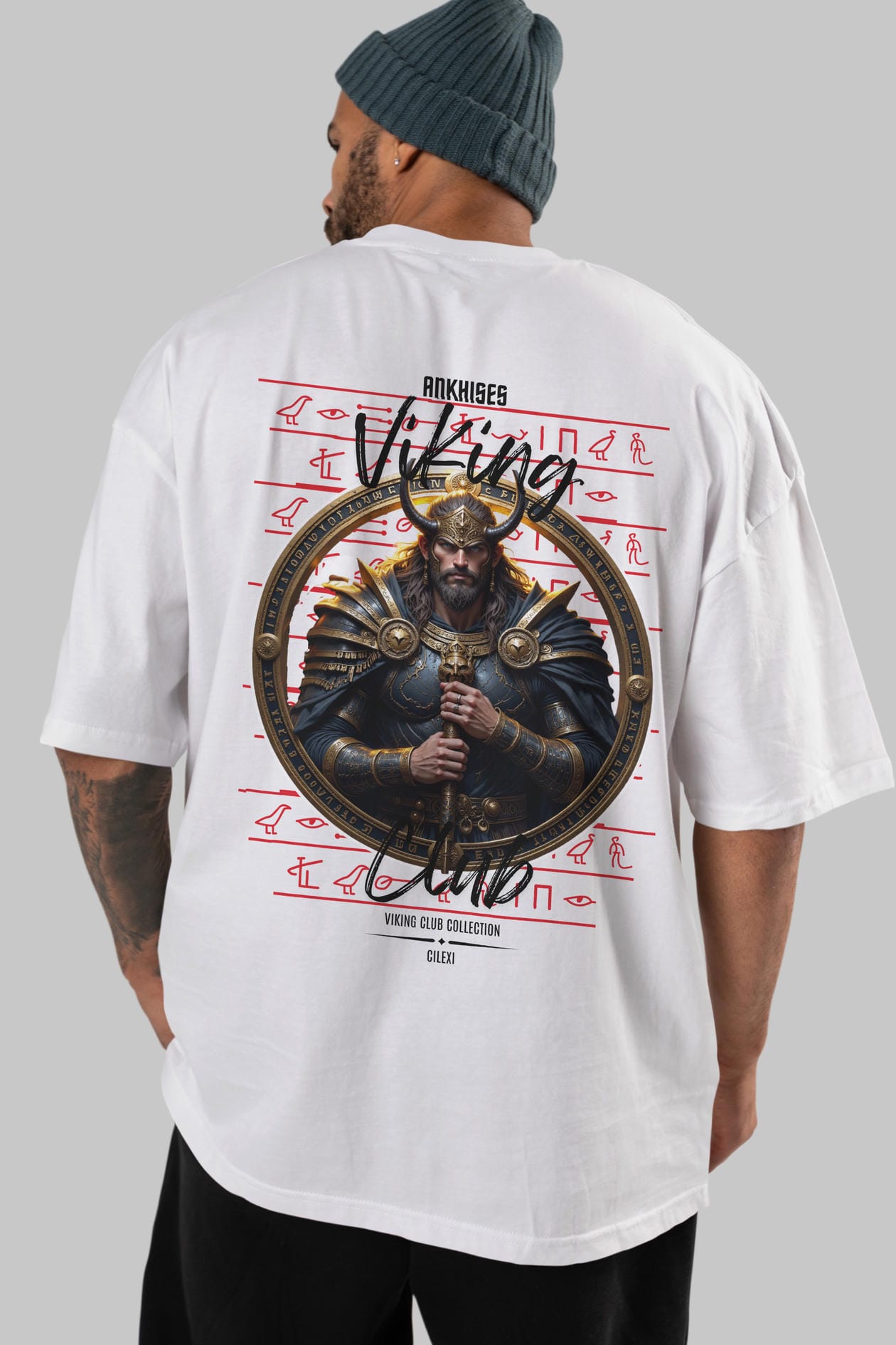 Viking Mitolojisi Serisi 8 Arka Baskılı Oversize t-shirt Erkek Kadın %100 Pamuk Bisiklet Yaka tişort