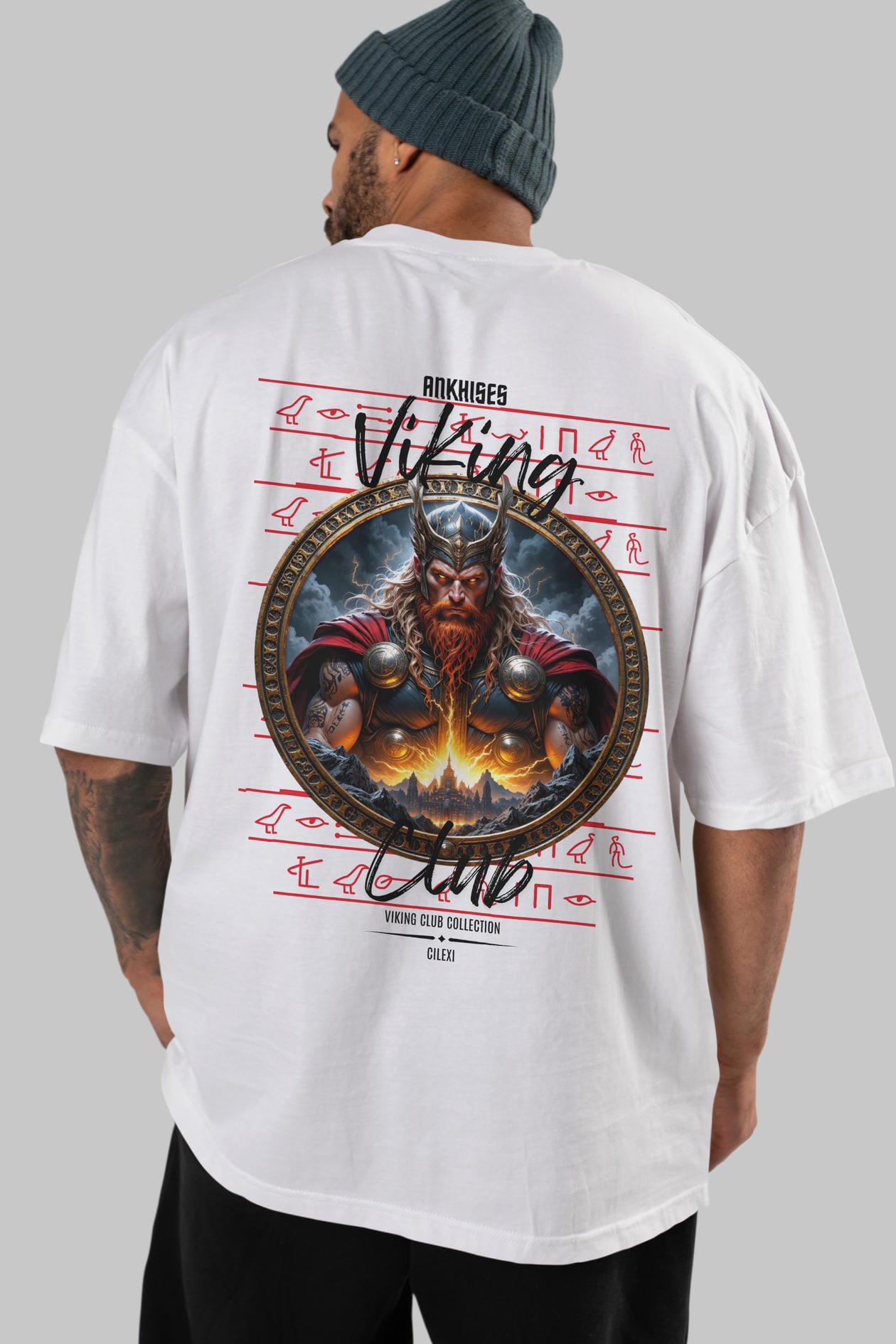 Thor 1 Arka Baskılı Oversize t-shirt Erkek Kadın %100 Pamuk Bisiklet Yaka tişort