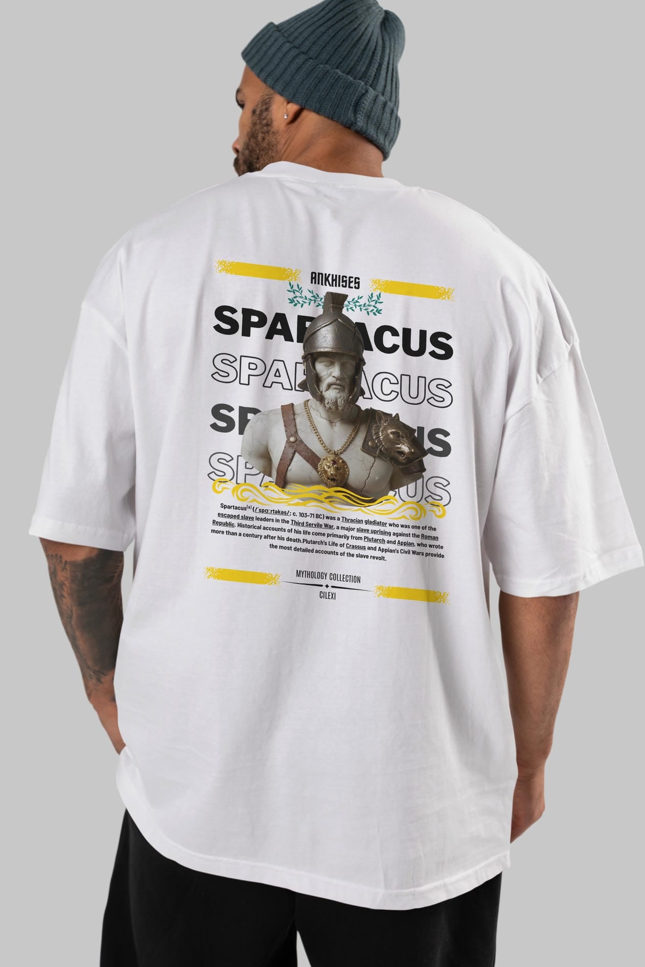 Spartacus 2 Arka Baskılı Oversize t-shirt Erkek Kadın %100 Pamuk Bisiklet Yaka tişort