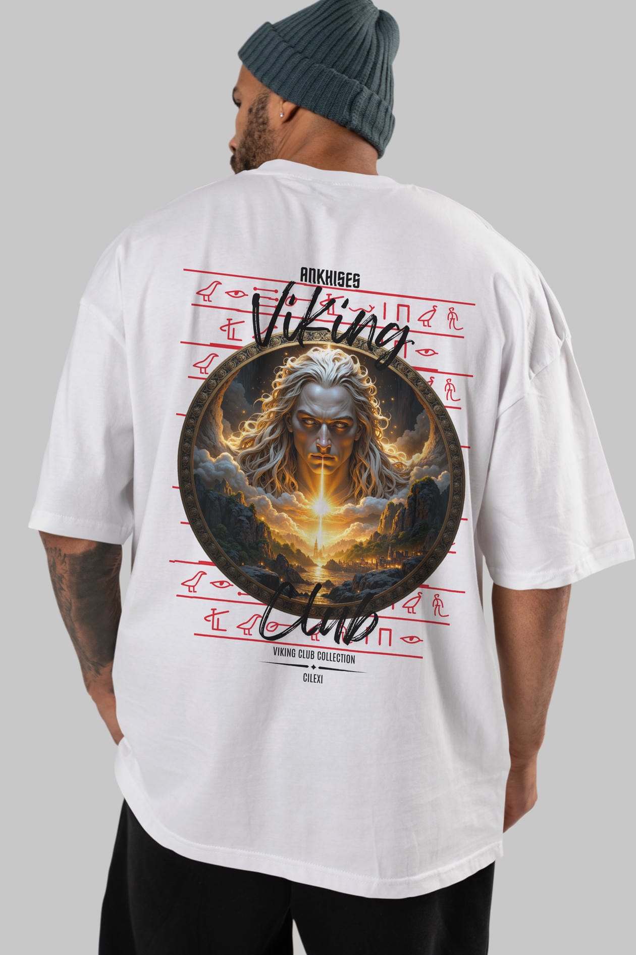 Viking Mitolojisi Serisi 15 Arka Baskılı Oversize t-shirt Erkek Kadın %100 Pamuk Bisiklet Yaka tişort
