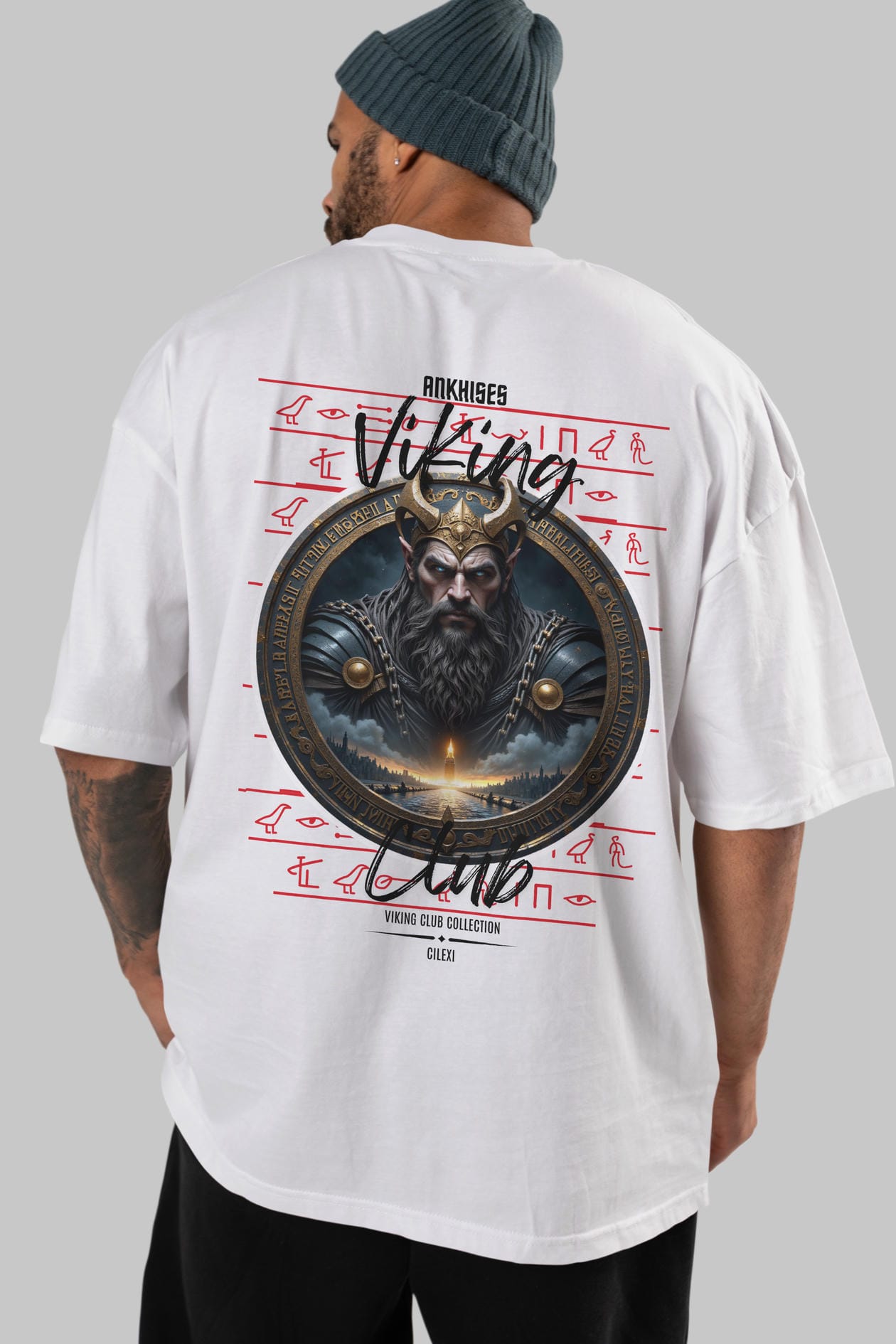Viking Mitolojisi Serisi 7 Arka Baskılı Oversize t-shirt Erkek Kadın %100 Pamuk Bisiklet Yaka tişort