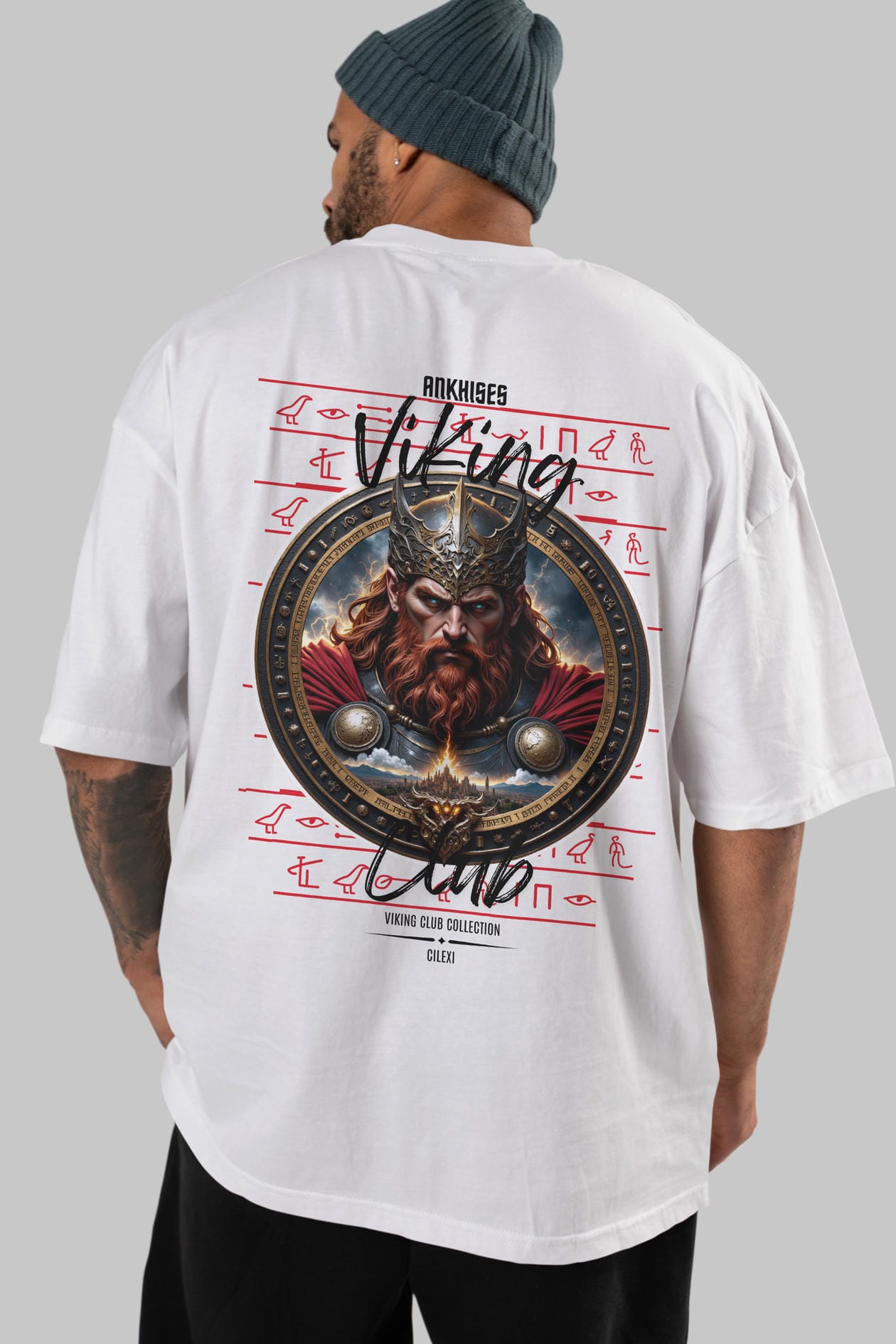 Thor 2 Arka Baskılı Oversize t-shirt Erkek Kadın %100 Pamuk Bisiklet Yaka tişort