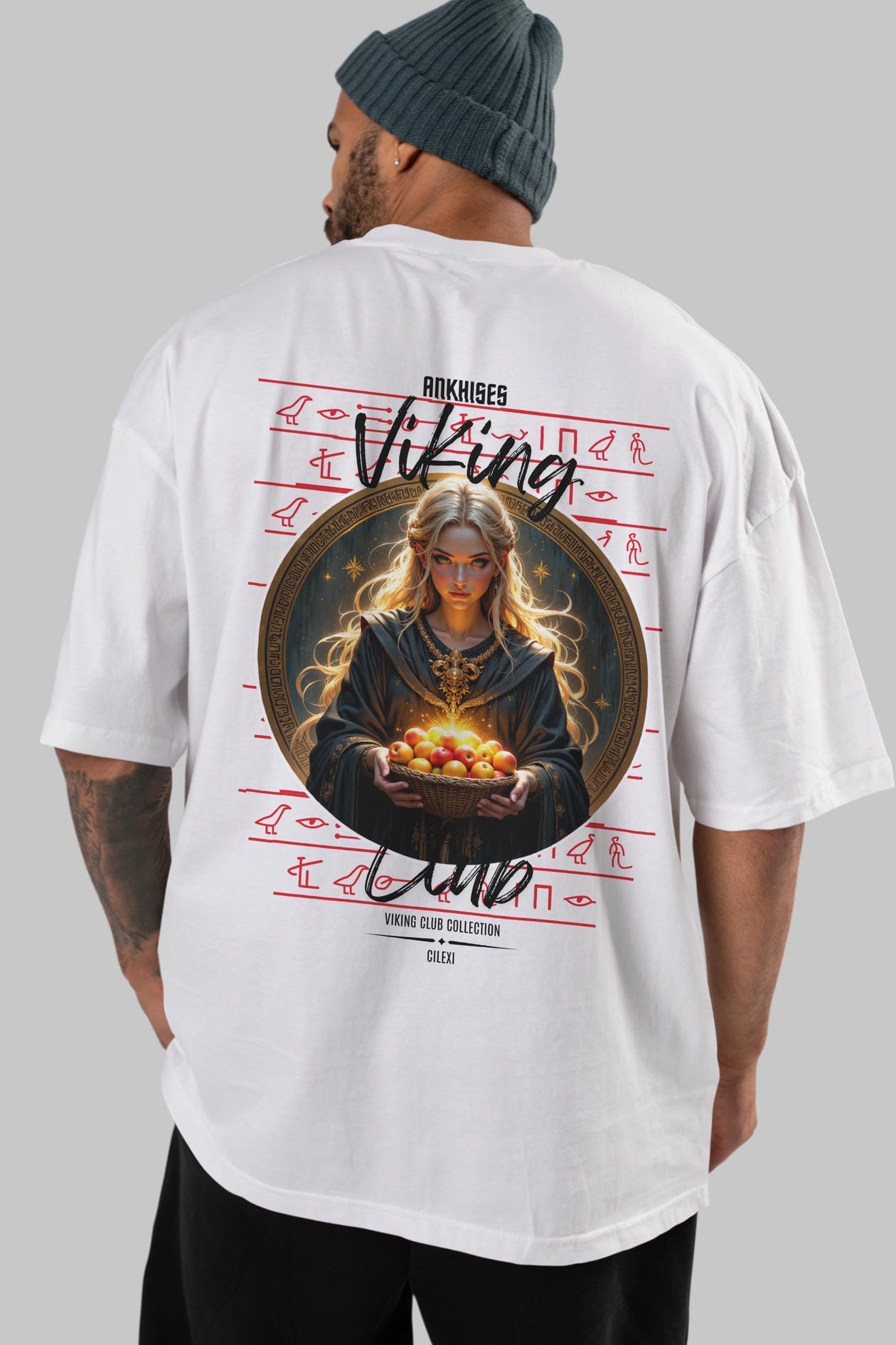 Viking Mitolojisi Serisi 16 Arka Baskılı Oversize t-shirt Erkek Kadın %100 Pamuk Bisiklet Yaka tişort