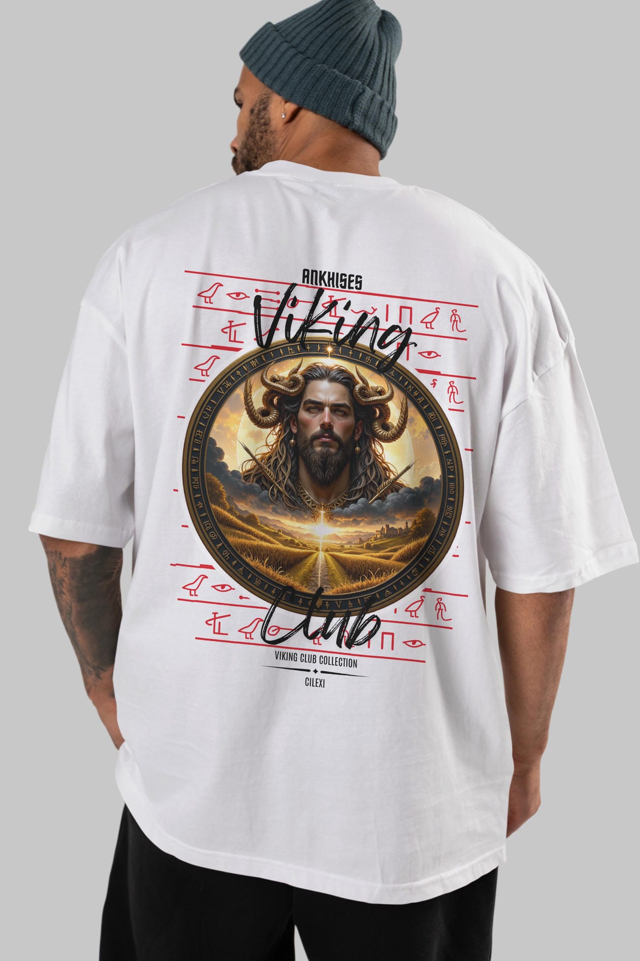 Viking Mitolojisi Serisi 3 Arka Baskılı Oversize t-shirt Erkek Kadın %100 Pamuk Bisiklet Yaka tişort