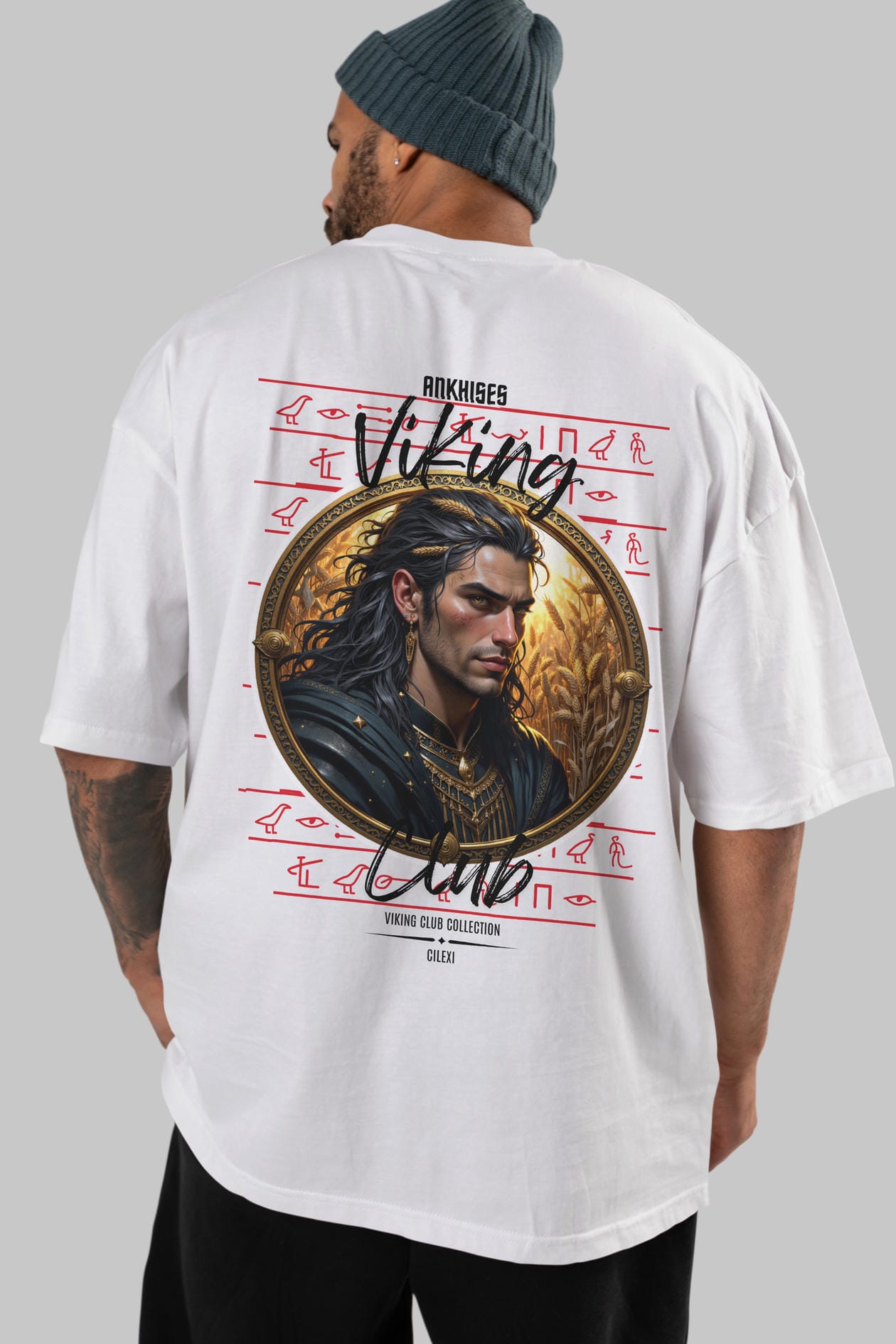 Viking Mitolojisi Serisi 2 Arka Baskılı Oversize t-shirt Erkek Kadın %100 Pamuk Bisiklet Yaka tişort