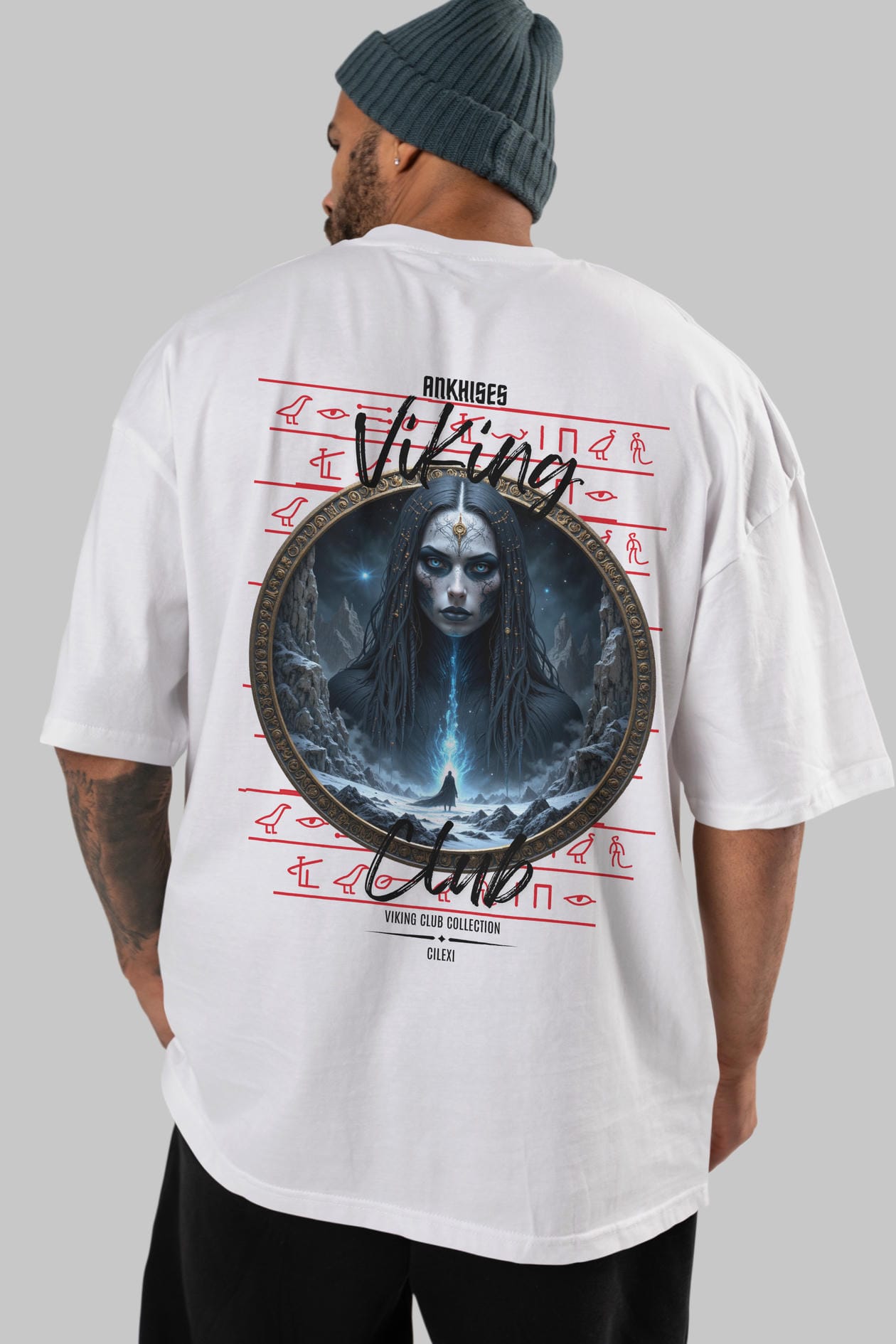 Viking Mitolojisi Serisi 11 Arka Baskılı Oversize t-shirt Erkek Kadın %100 Pamuk Bisiklet Yaka tişort