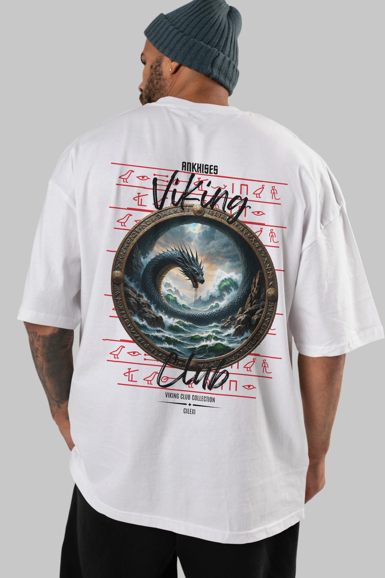 Viking Mitolojisi Serisi 26 Arka Baskılı Oversize t-shirt Erkek Kadın %100 Pamuk Bisiklet Yaka tişort