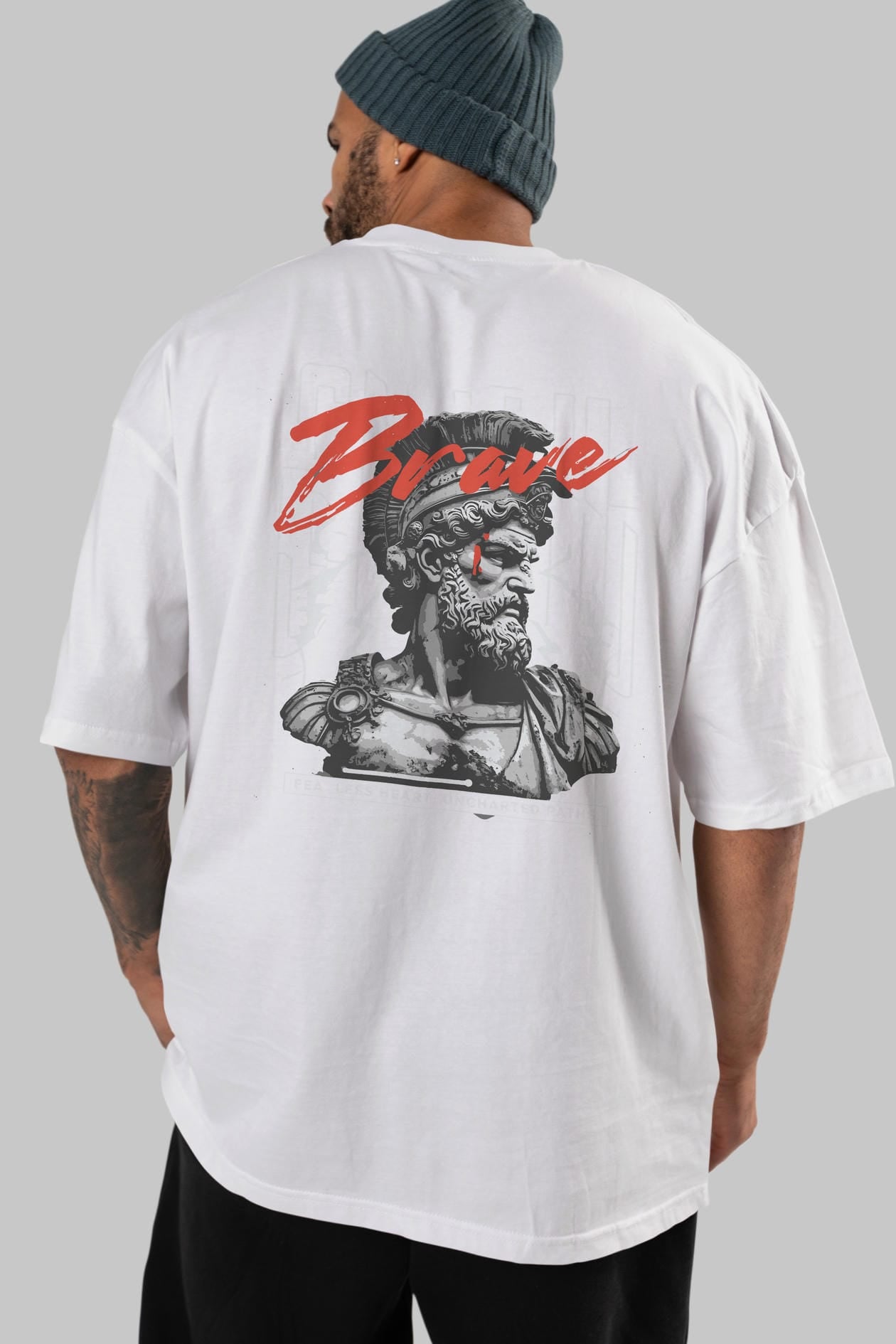 Brave Arka Baskılı Oversize t-shirt Erkek Kadın %100 Pamuk Bisiklet Yaka tişort