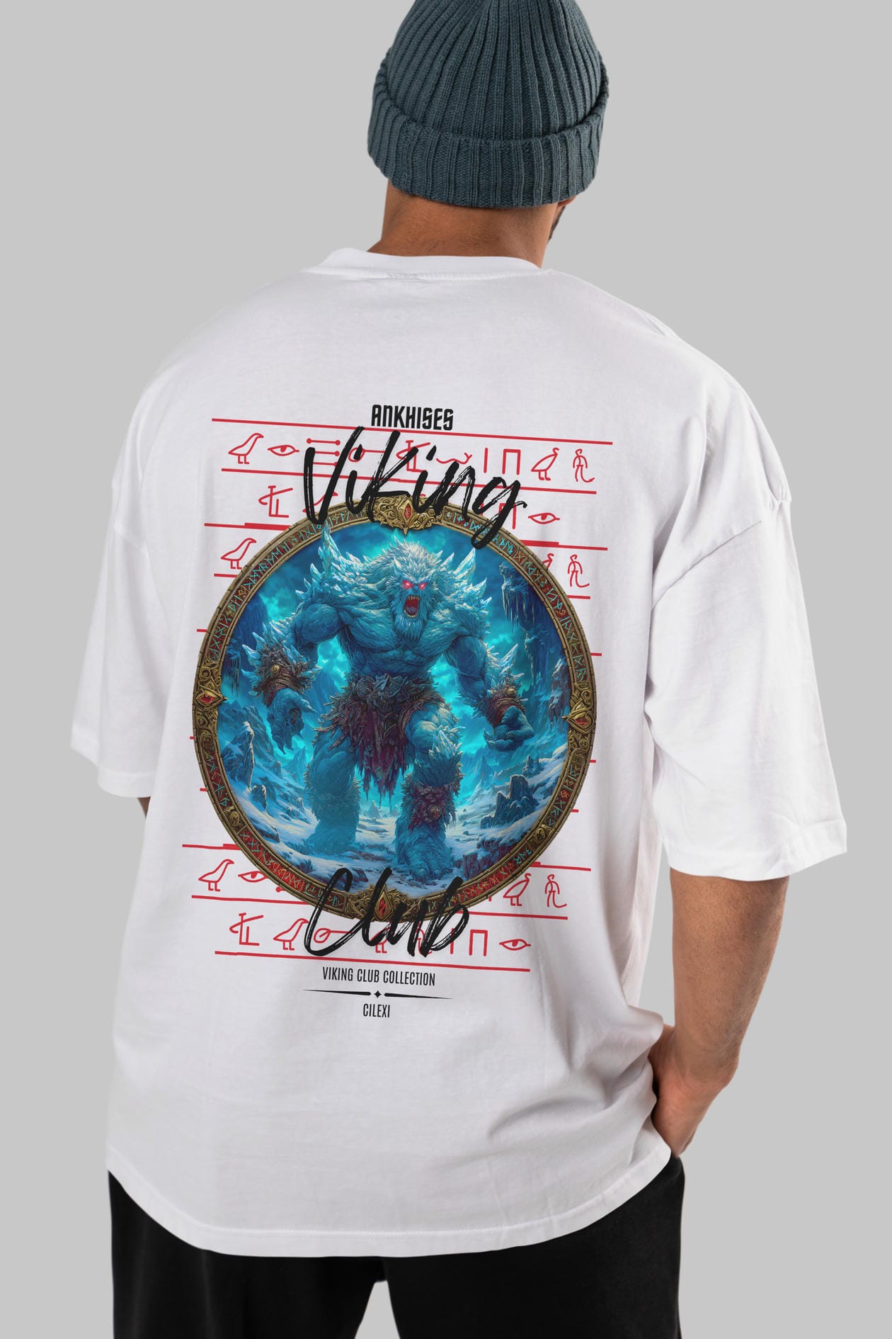 Ymir Arka Baskılı Oversize t-shirt Erkek Kadın %100 Pamuk Bisiklet Yaka tişort