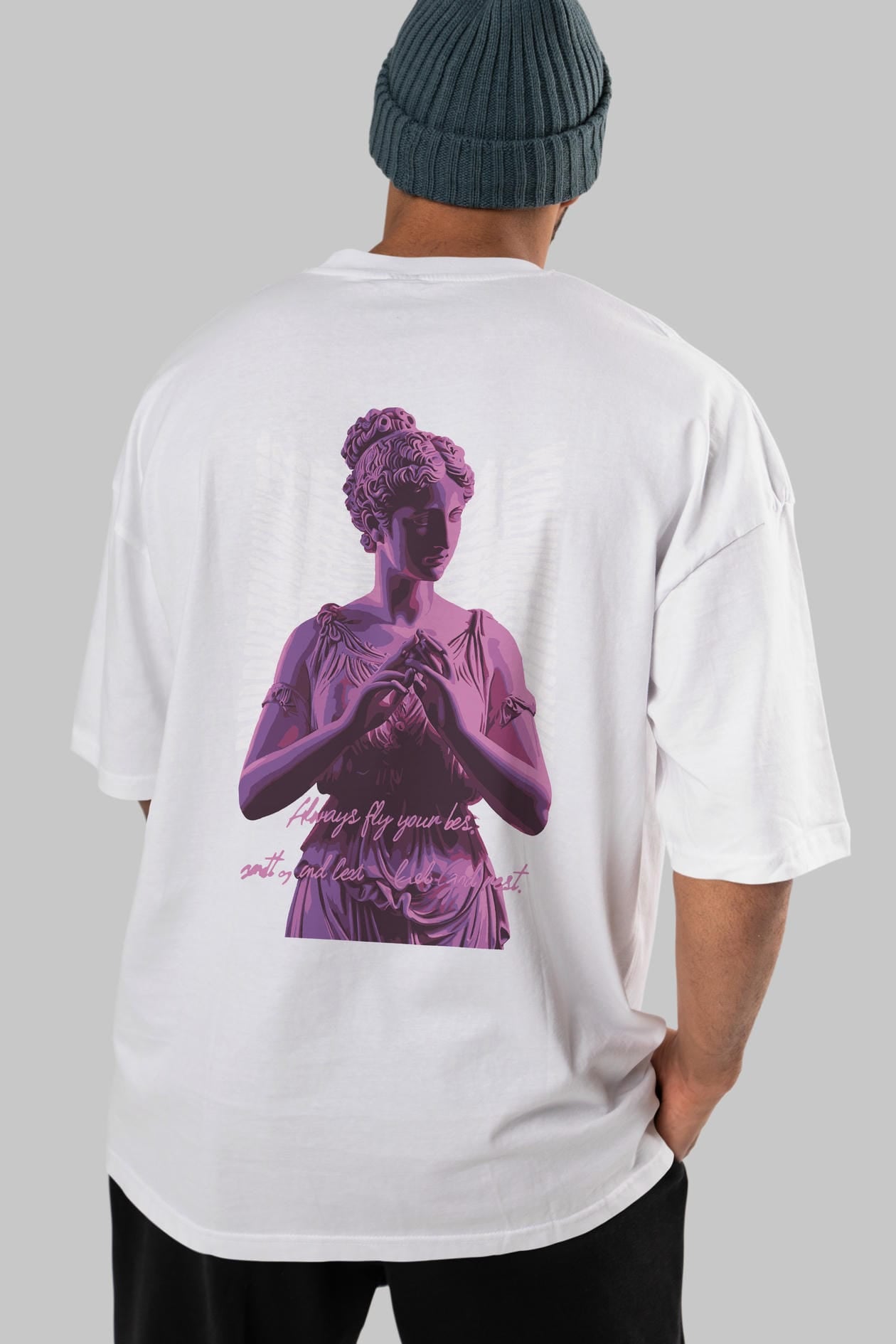 Always Fly Arka Baskılı Oversize t-shirt Erkek Kadın %100 Pamuk Bisiklet Yaka tişort