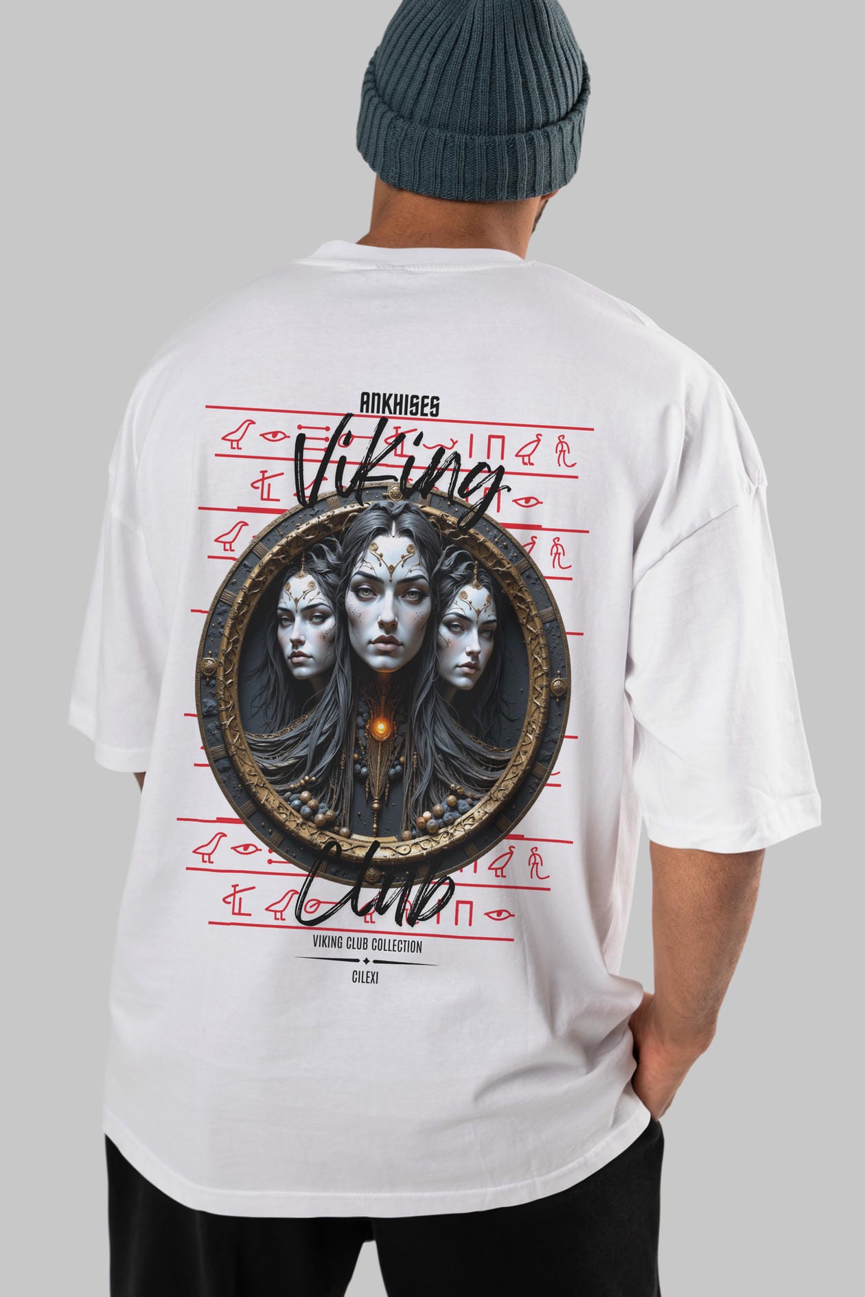 Viking Mitolojisi Serisi 23 Arka Baskılı Oversize t-shirt Erkek Kadın %100 Pamuk Bisiklet Yaka tişort