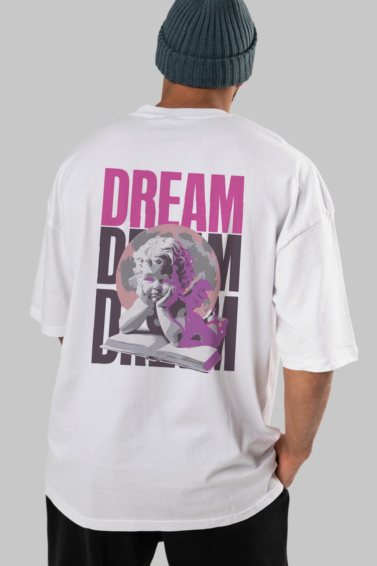 Dream Angel Arka Baskılı Oversize t-shirt Erkek Kadın %100 Pamuk Bisiklet Yaka tişort