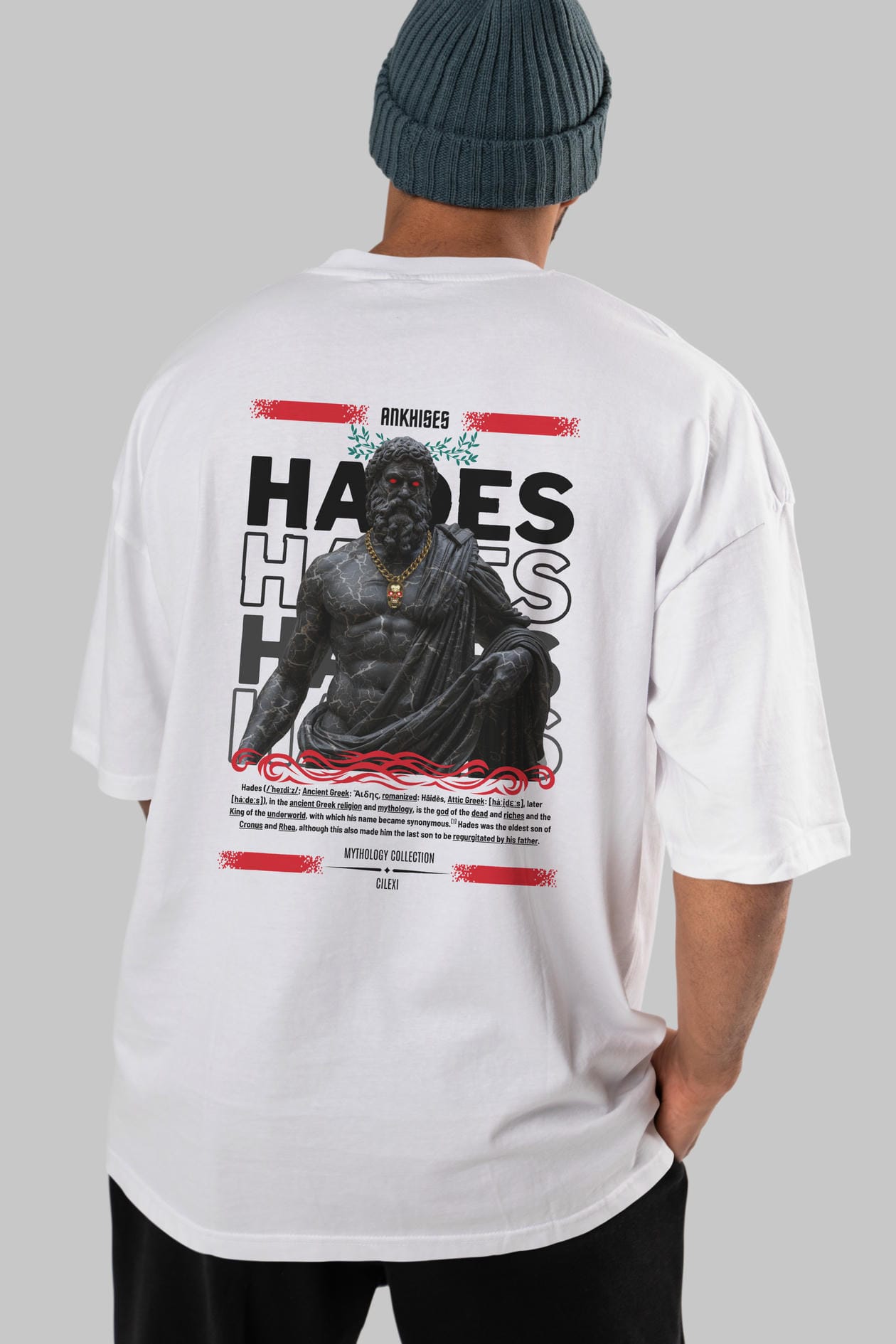 Hades 1 Arka Baskılı Oversize t-shirt Erkek Kadın %100 Pamuk Bisiklet Yaka tişort