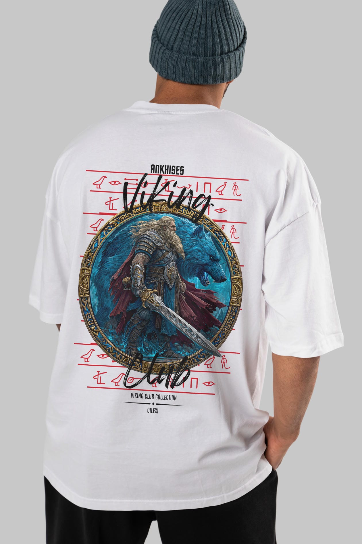 Tyr Arka Baskılı Oversize t-shirt Erkek Kadın %100 Pamuk Bisiklet Yaka tişort