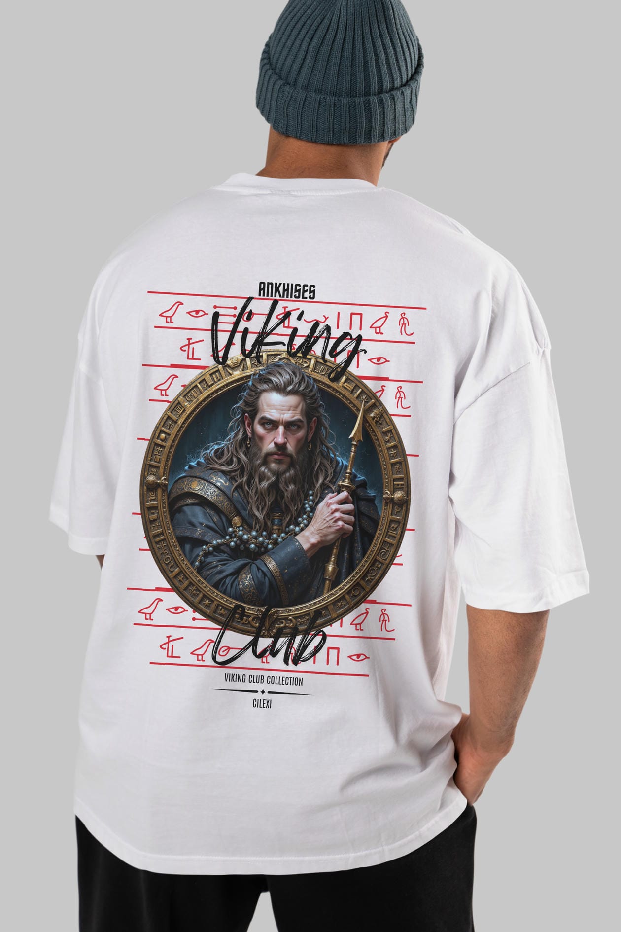 Viking Mitolojisi Serisi 12 Arka Baskılı Oversize t-shirt Erkek Kadın %100 Pamuk Bisiklet Yaka tişort